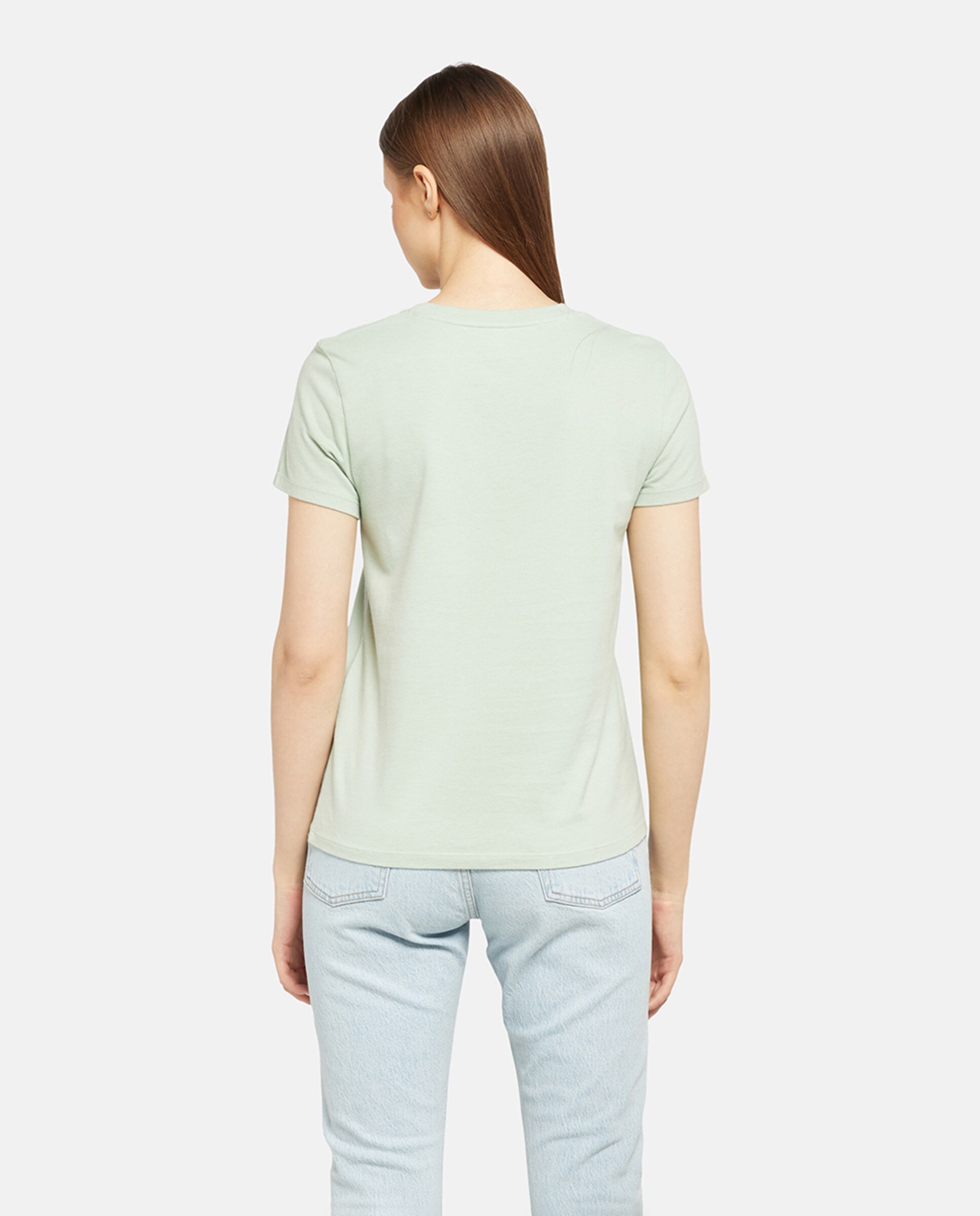T-shirt de mulher com manga curta e decote redondo Verde-claro-2