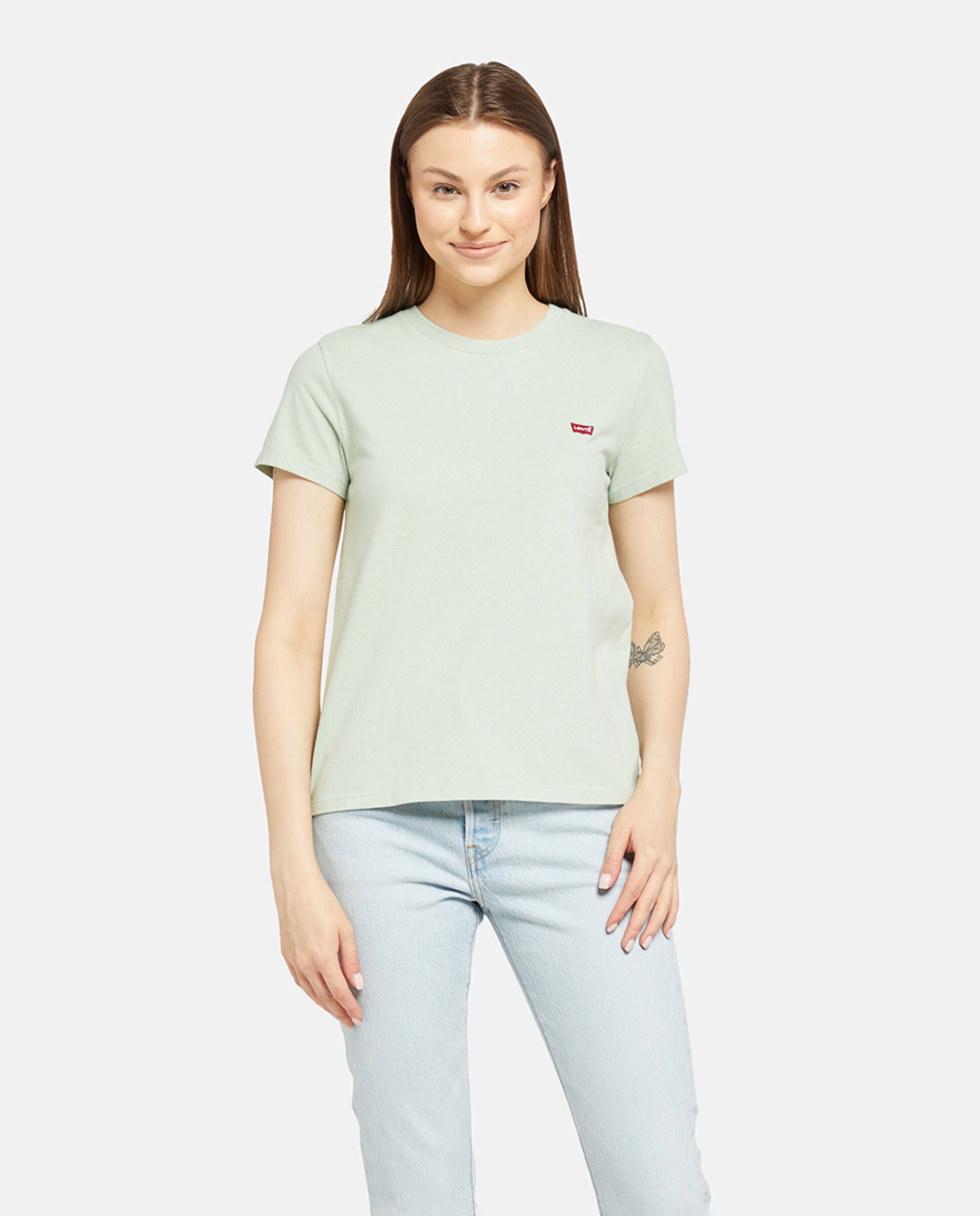 T-shirt de mulher com manga curta e decote redondo Verde-claro-1