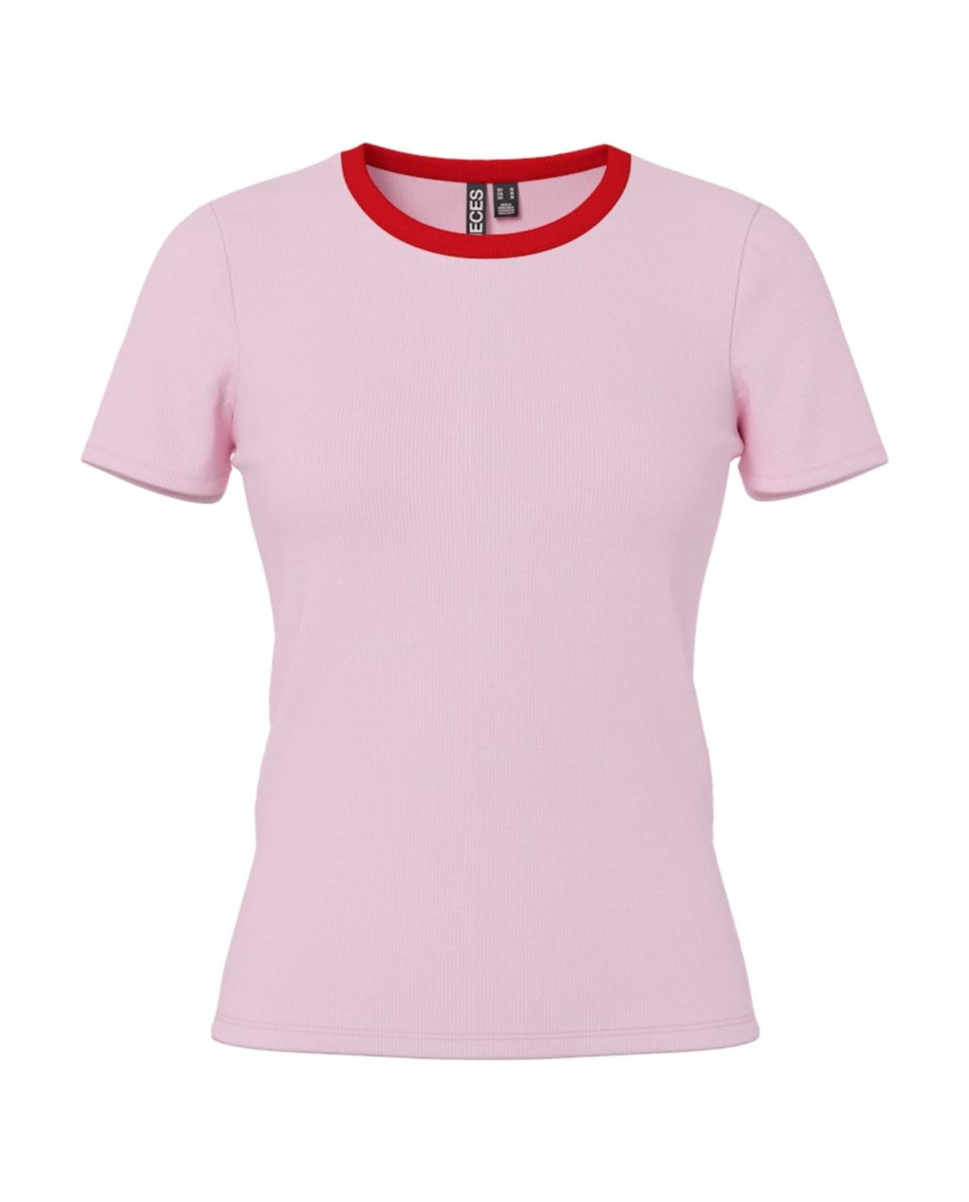 T-shirt de Manga Curta com Decote Redondo Rosa-claro-1