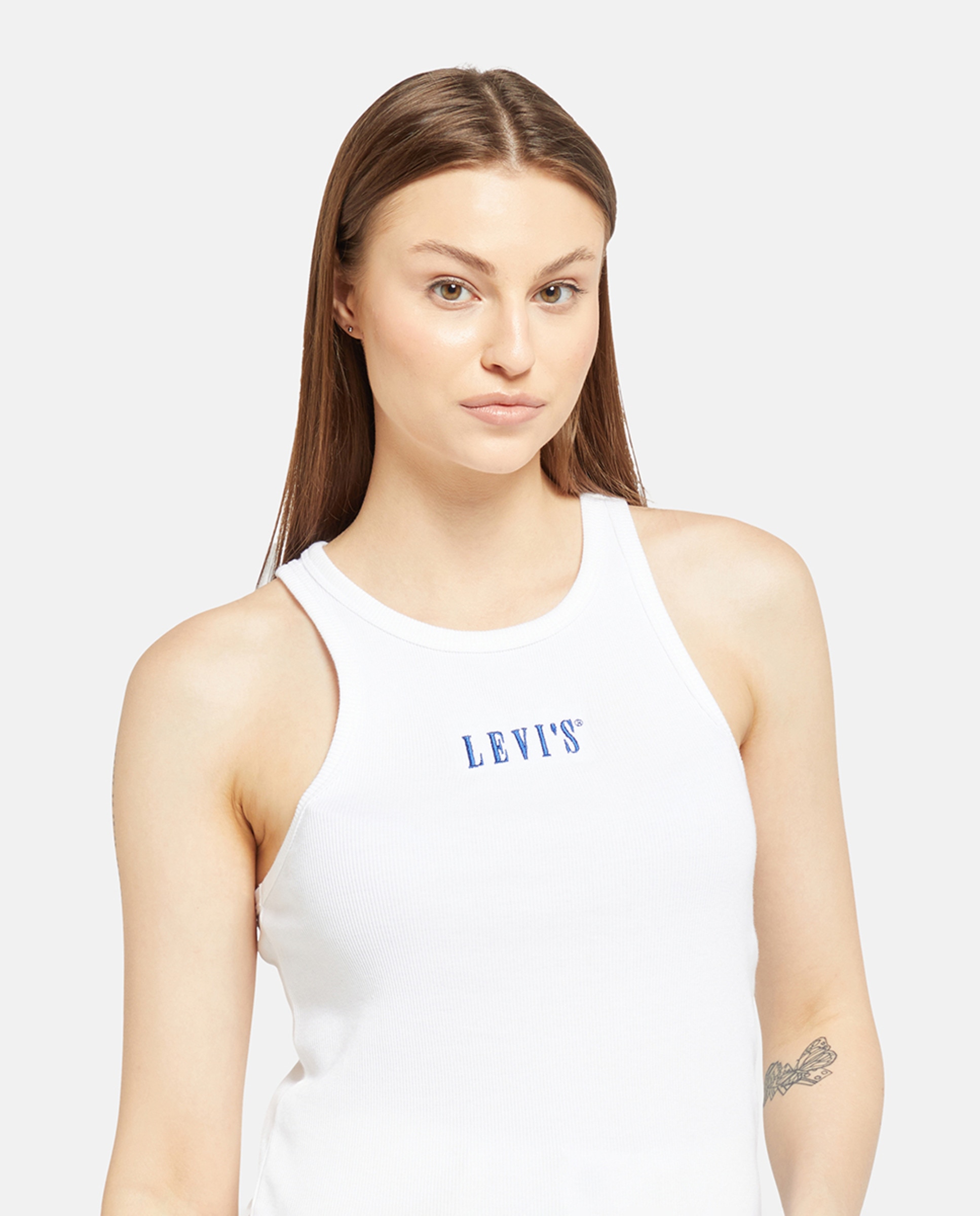 T-shirt sem mangas de mulher Branco-1