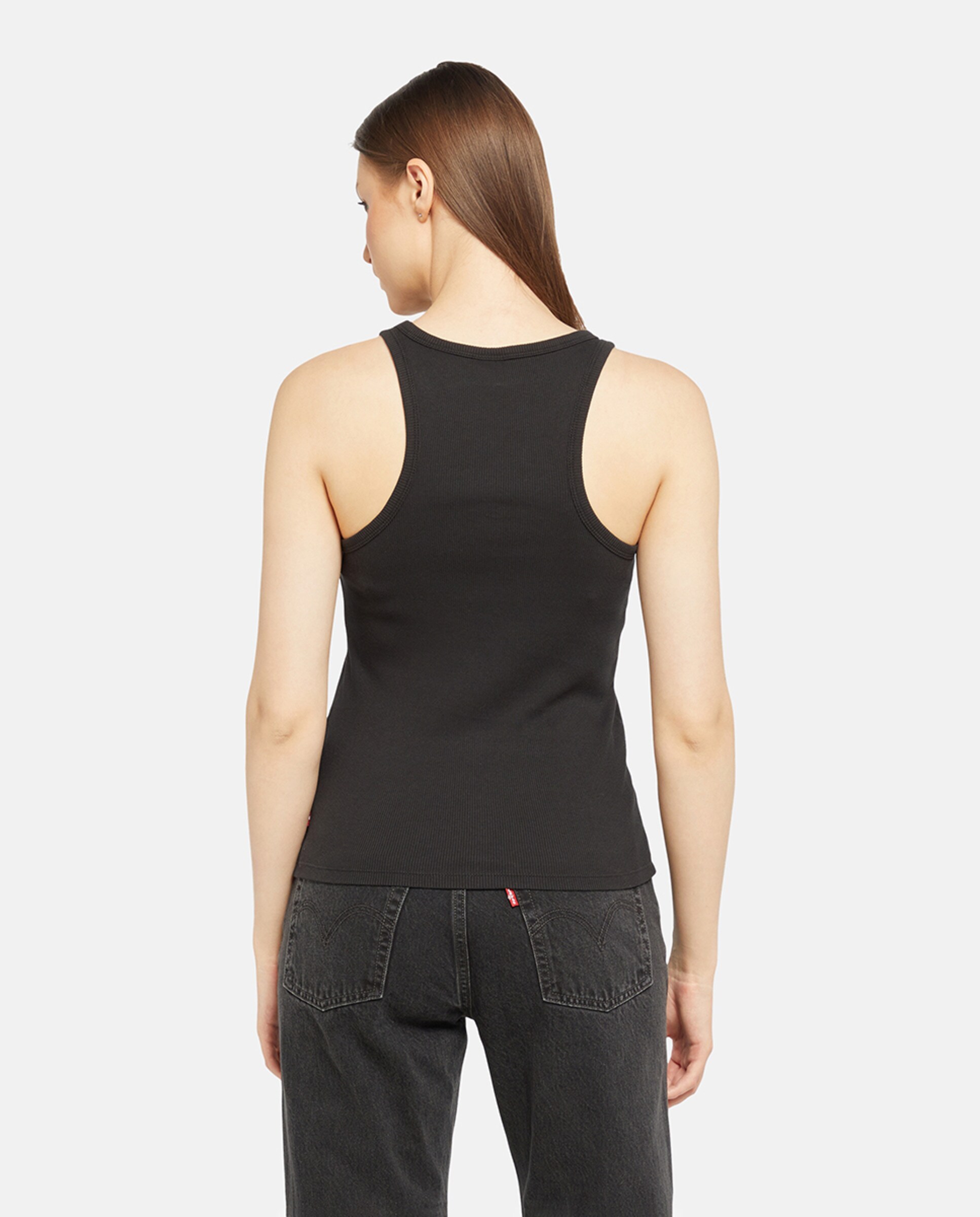 T-shirt sem mangas de mulher Preto-2