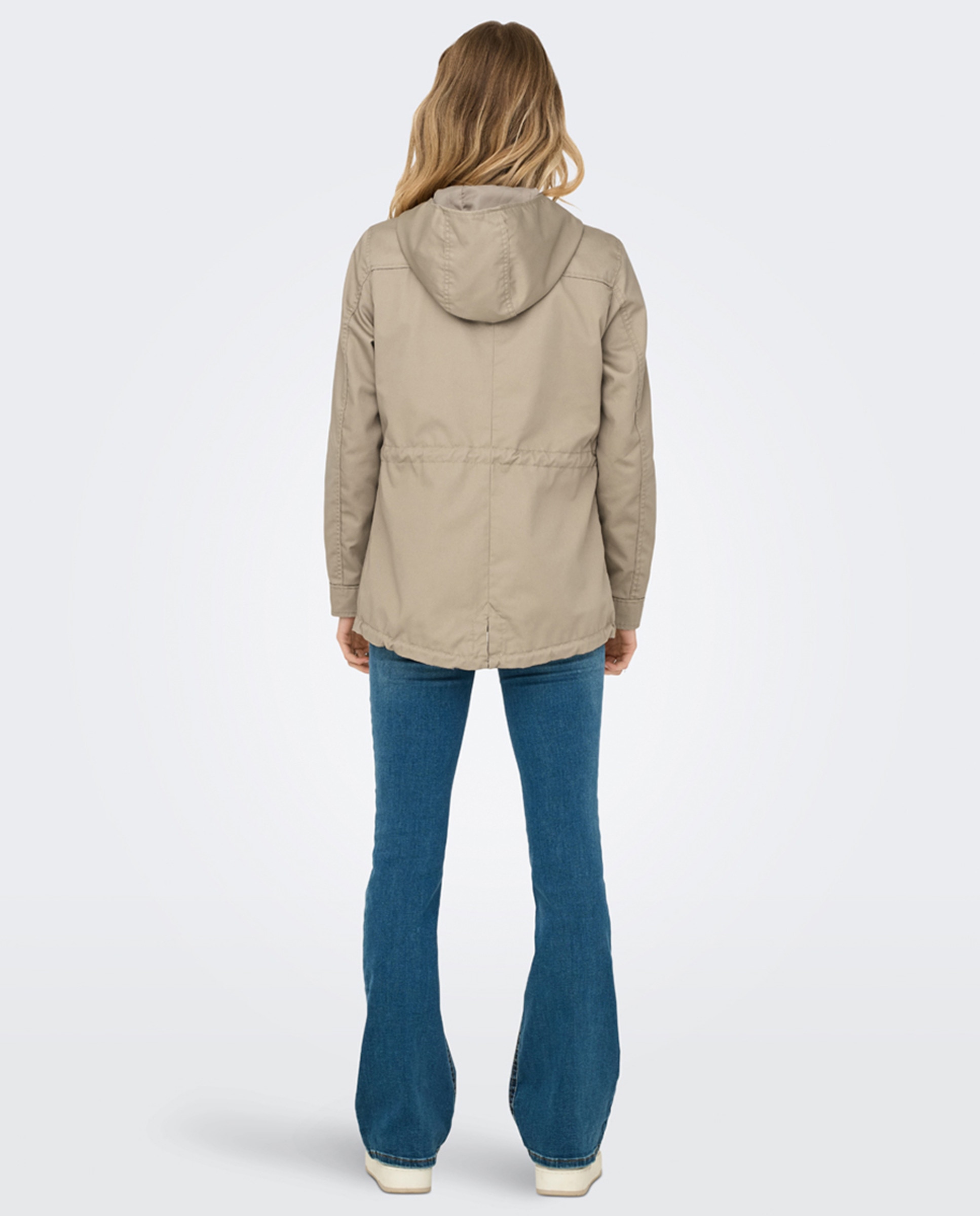 Parka com Fecho de Correr Bege-3