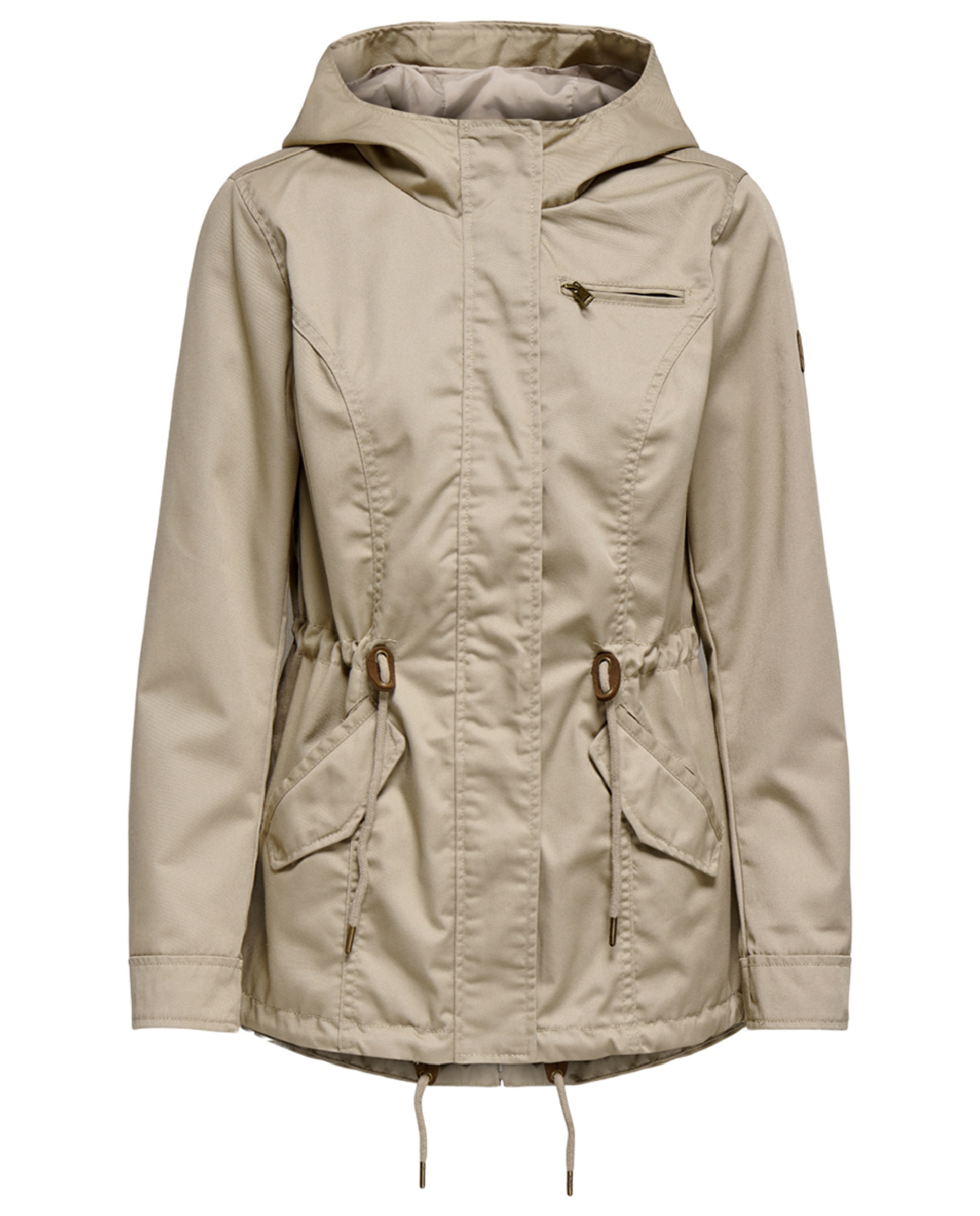 Parka com Fecho de Correr Bege-8