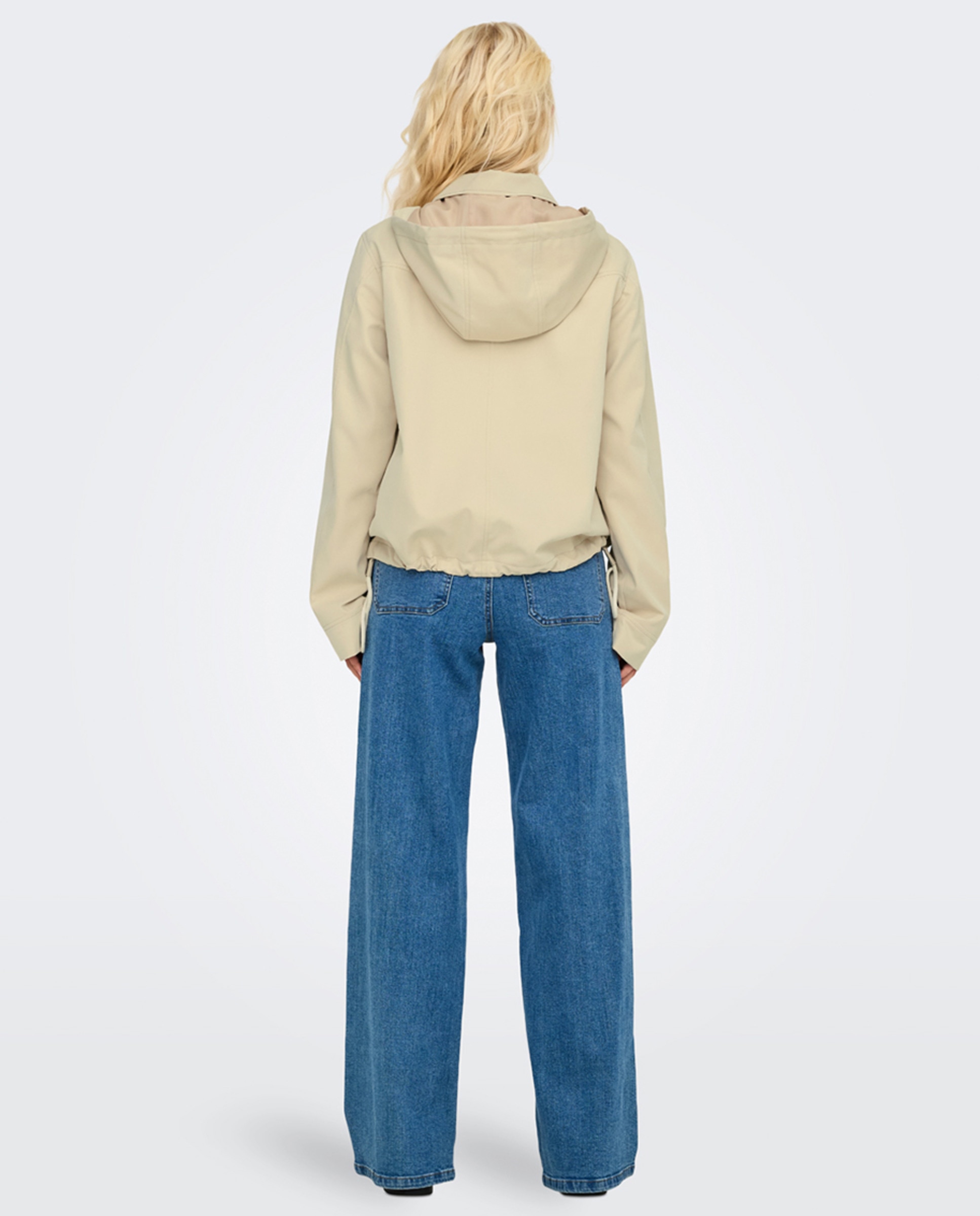 Parka curta de mulher com capuz Branco-gelo-2