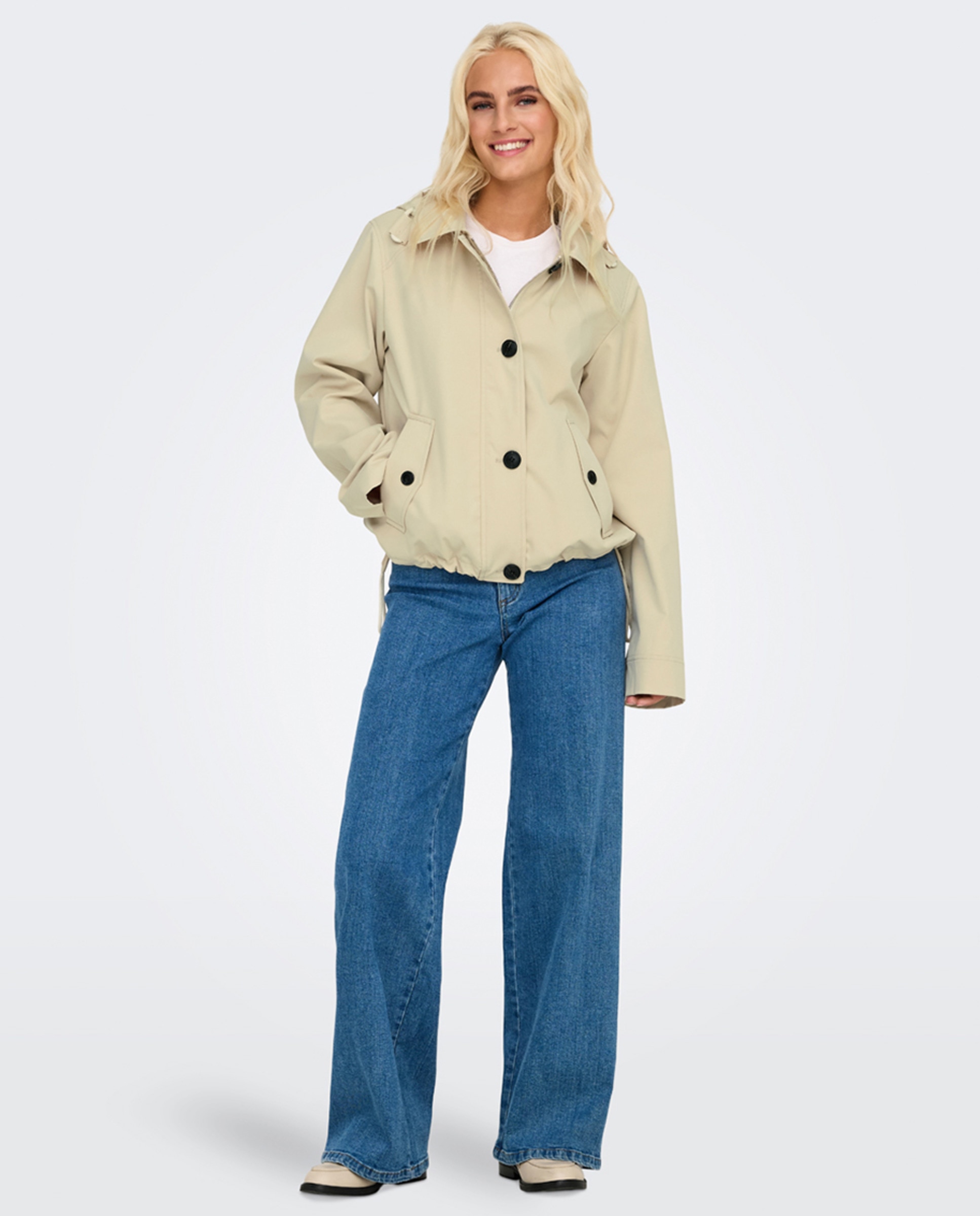 Parka curta de mulher com capuz Branco-gelo-8