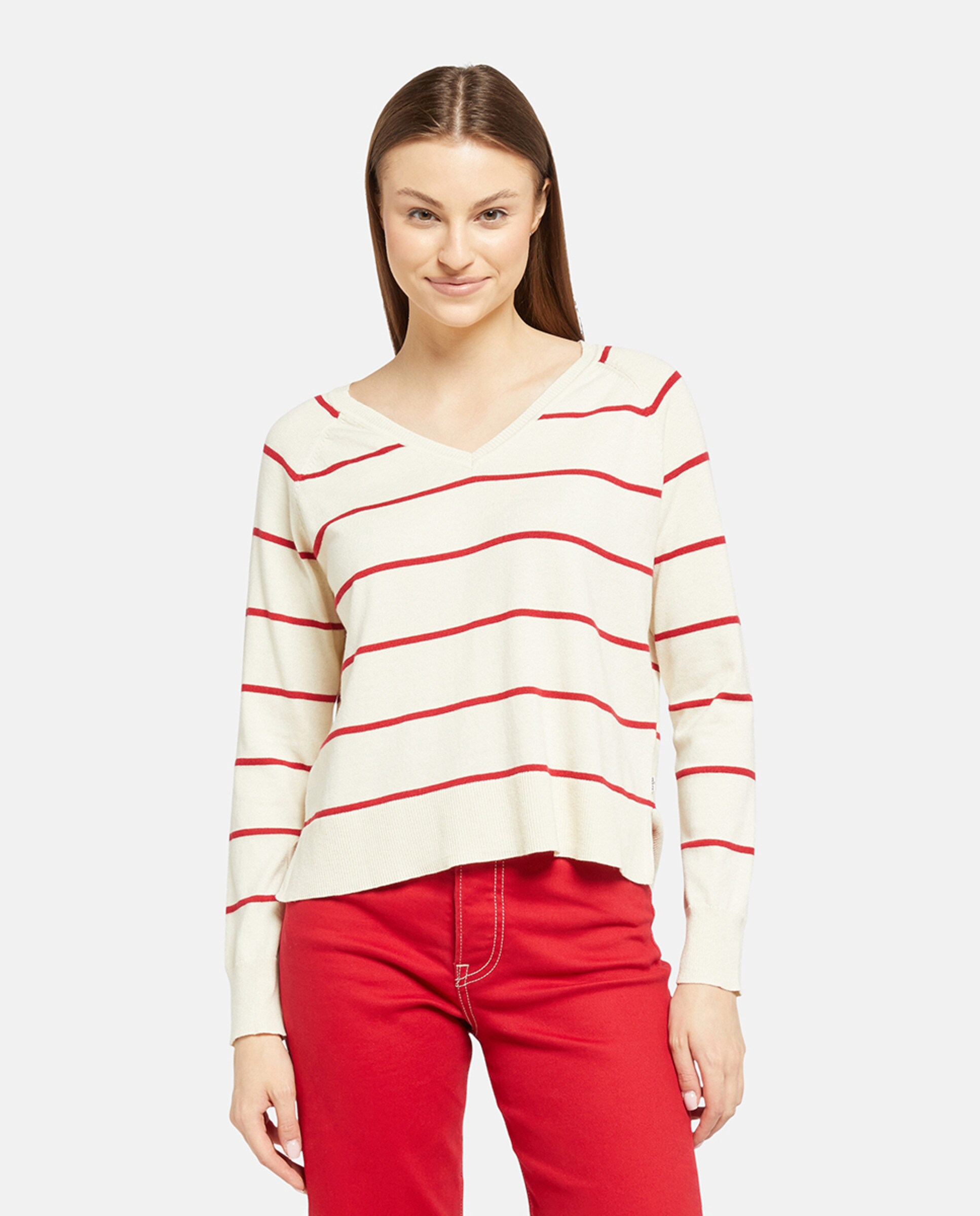 Camisola de Malha com Decote em Bico Cru-1