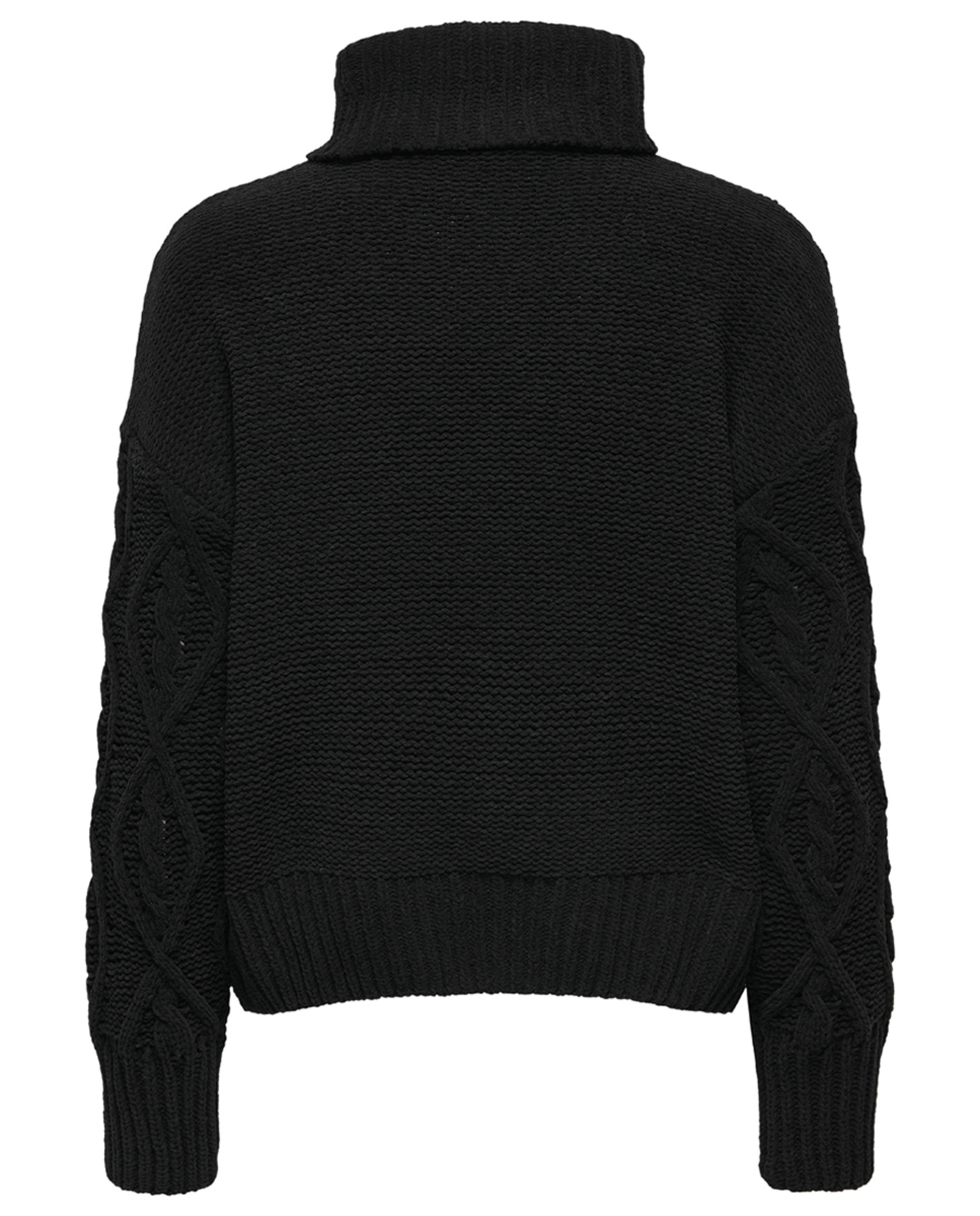 Camisola de Malha com Gola Dobrada Preto-9