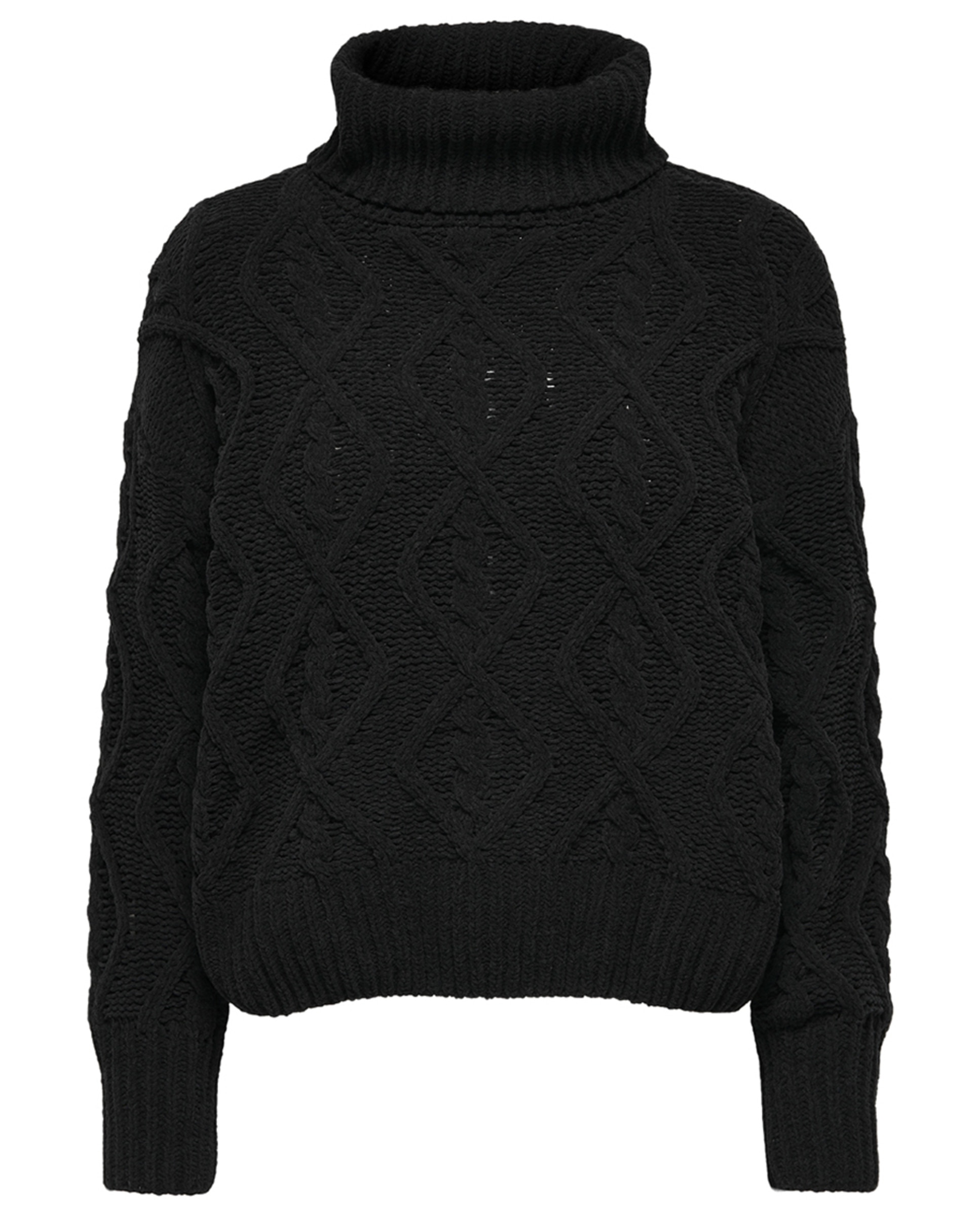 Camisola de Malha com Gola Dobrada Preto-8