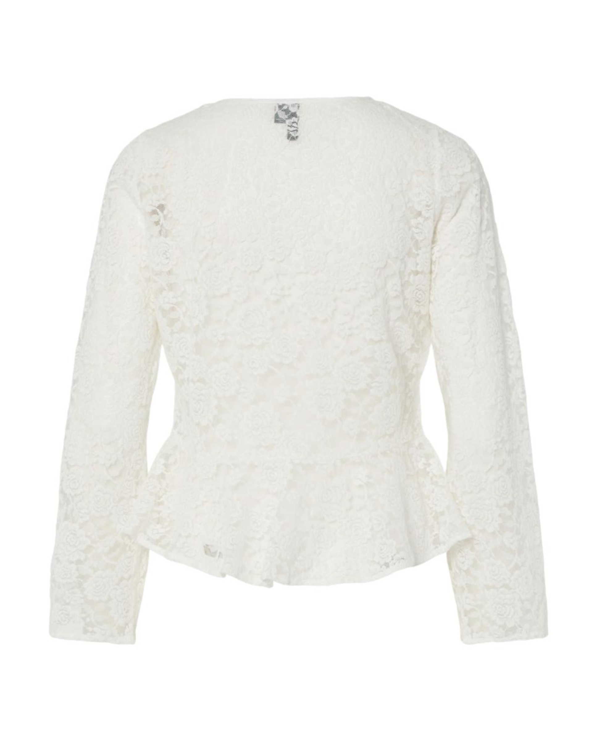 Cardigan de Renda e Manga Comprida Branco-2
