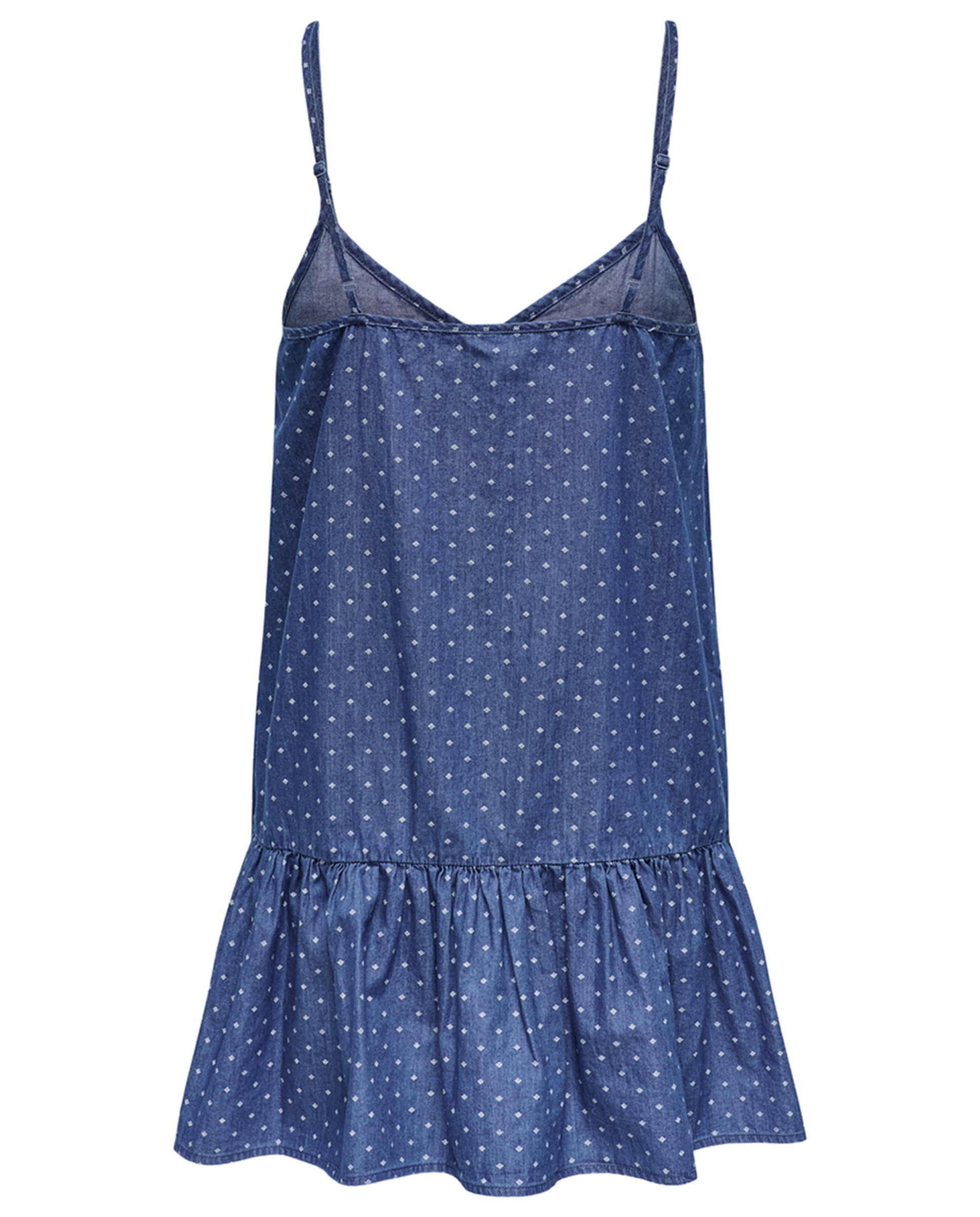 Vestido curto com folhos Azul-6