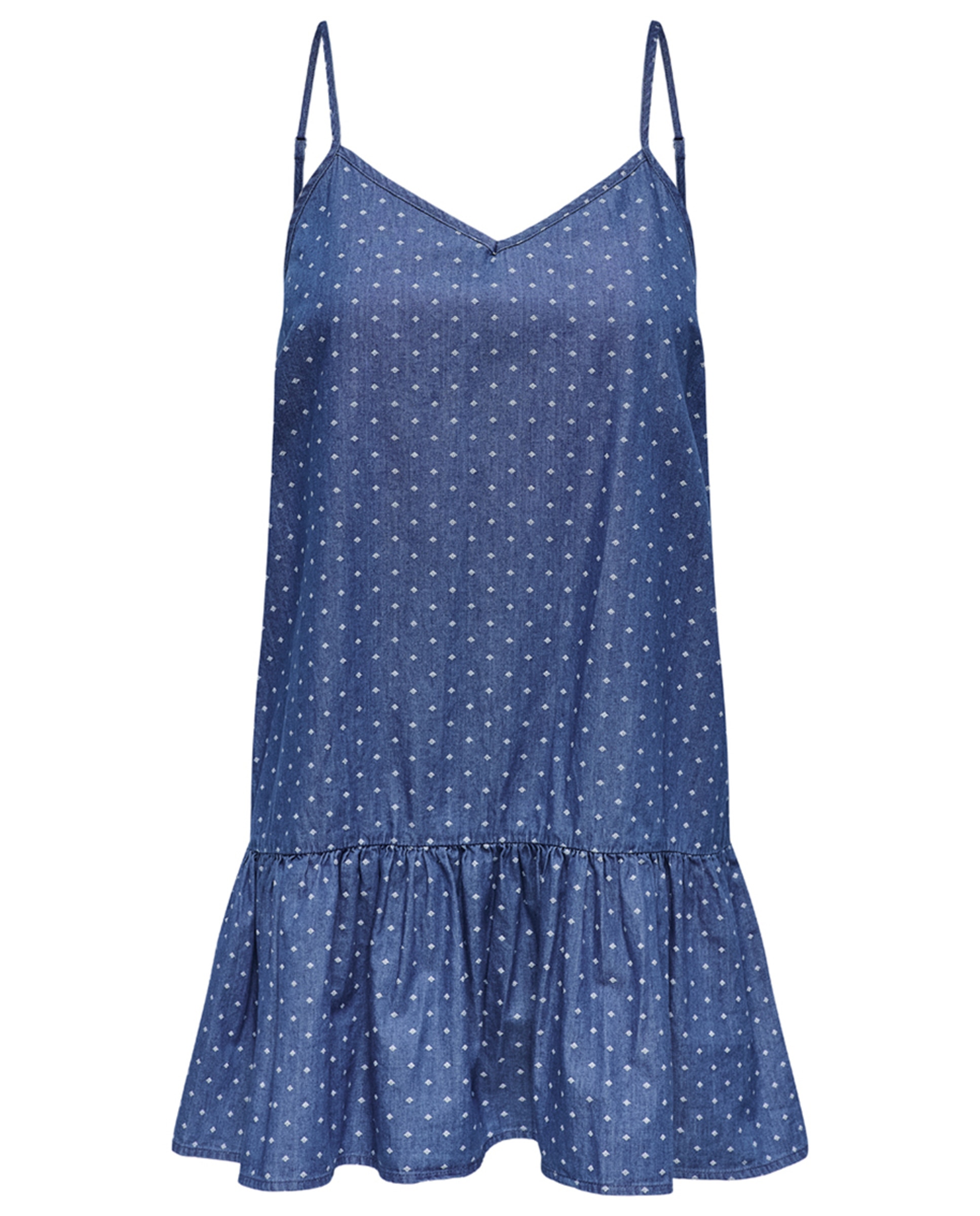 Vestido curto com folhos Azul-5