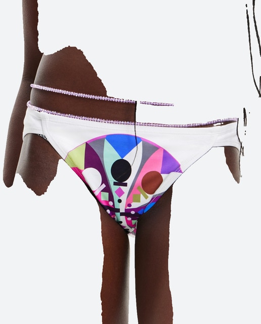 Imagen 0 de Braguita de bikini de pernera alta con estampado multicolor de bolas diseñado por M. Christian Lacroix.