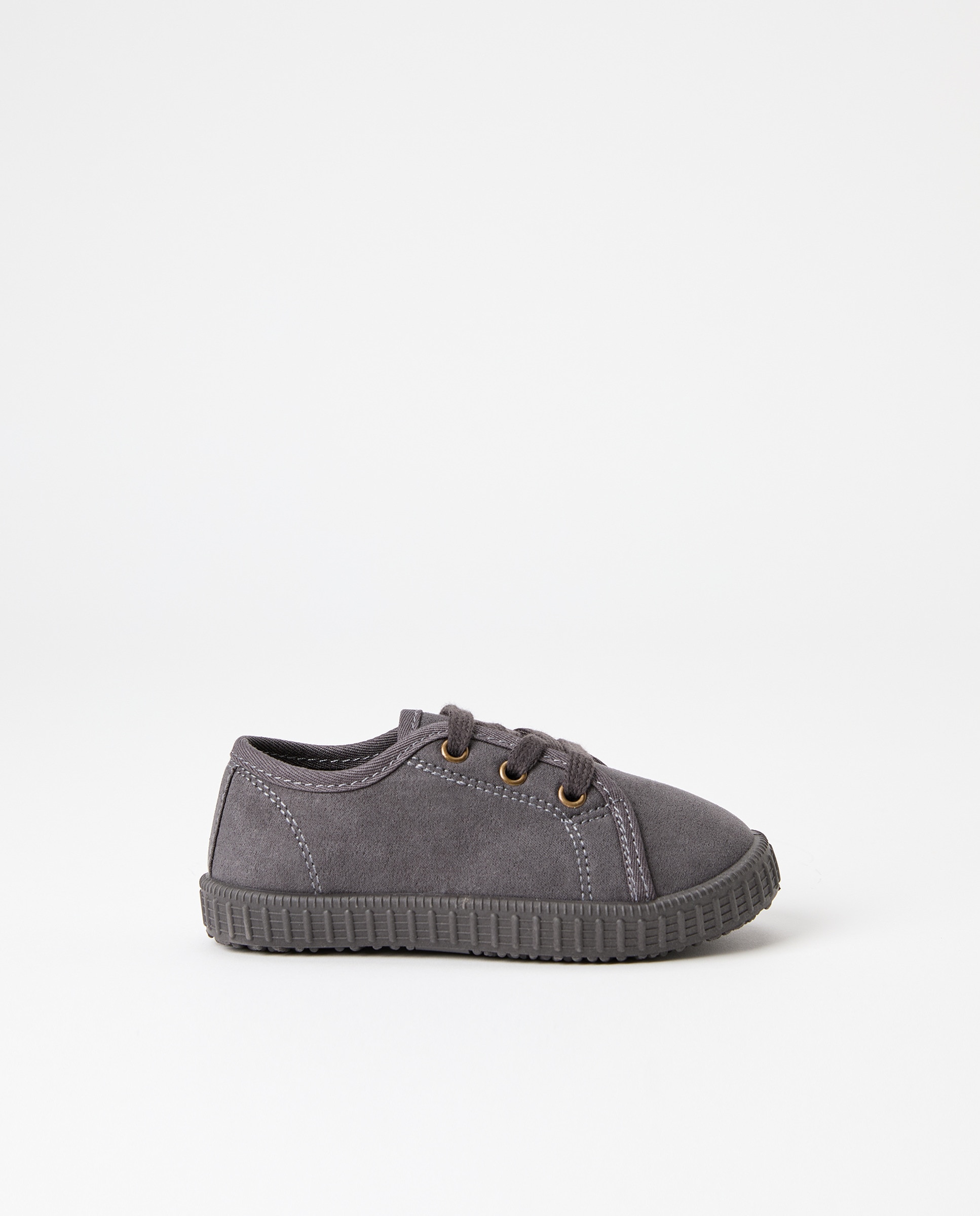 Bamba bebés microfibra con cordones Gris-1