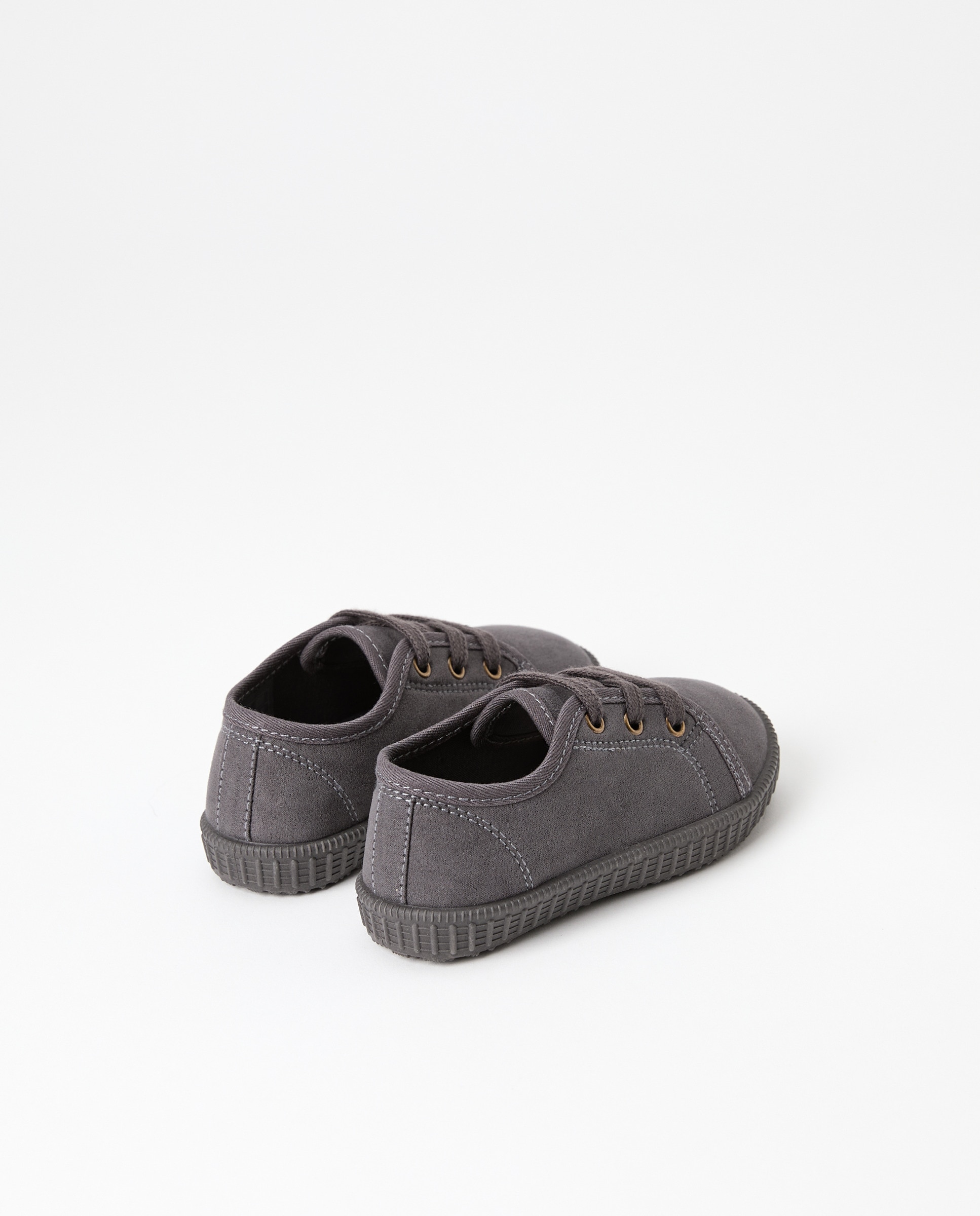 Bamba bebés microfibra con cordones Gris-3