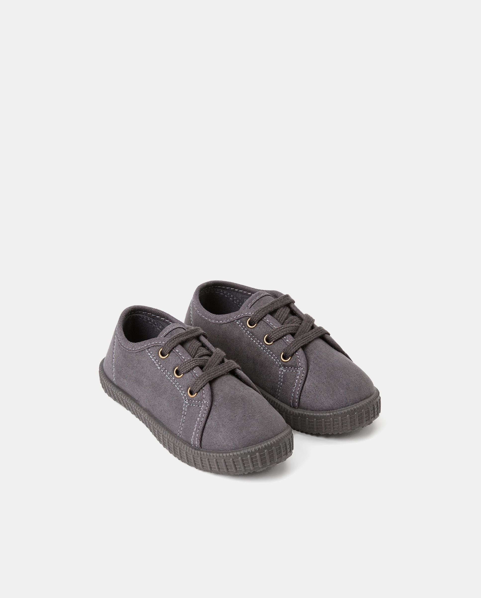 Bamba bebés microfibra con cordones Gris-2