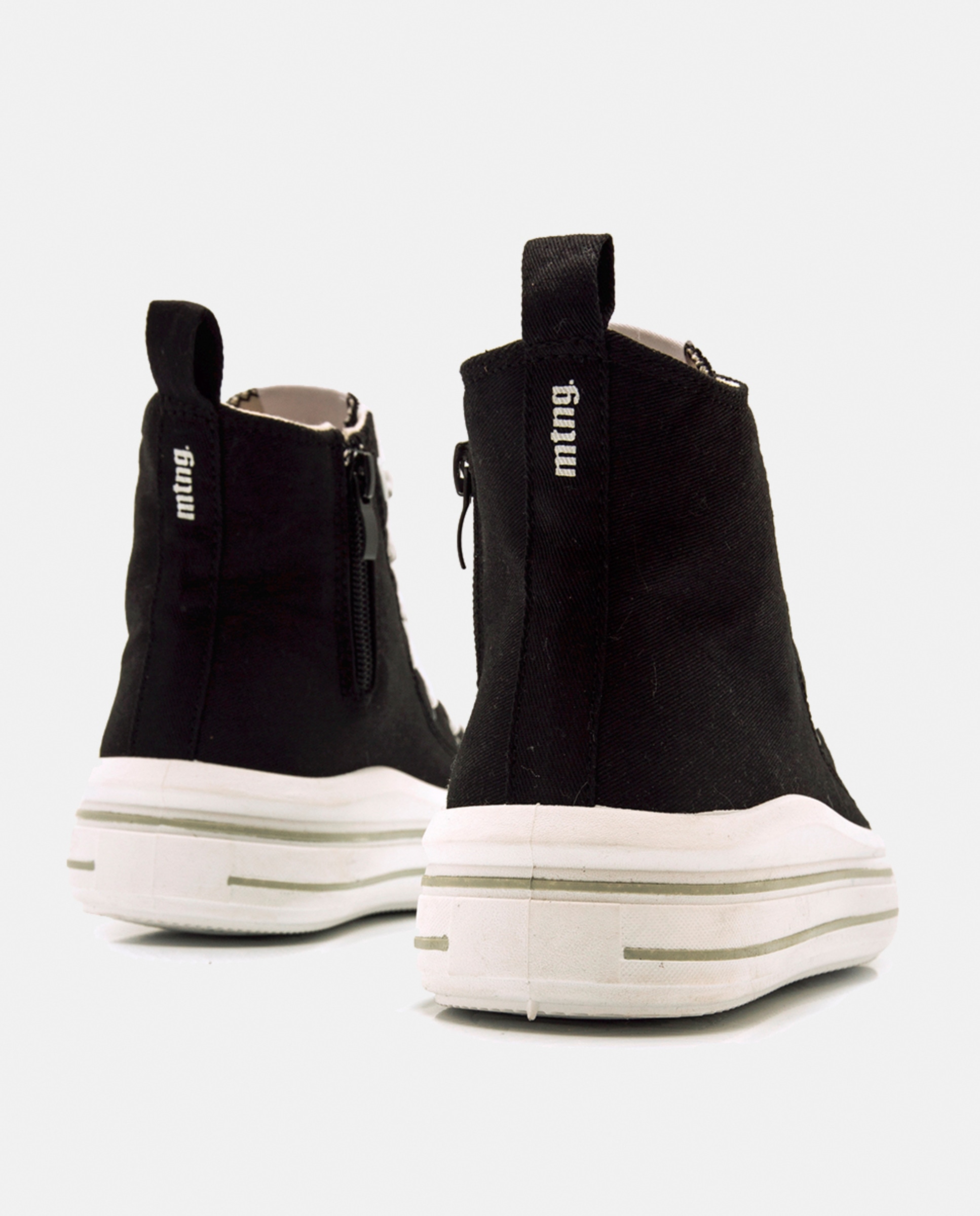 Sapatilhas Casual Altas Bigger Z de Lona com Fecho de Atacadores Estampados Preto-2