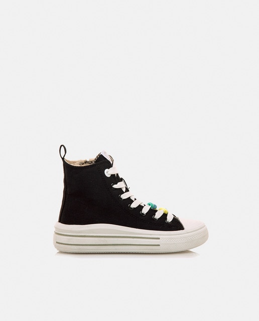 Imagen 0 de Zapatilla casual alta Bigger Z de lona Mustang para niña con cierre de cordones estampados.