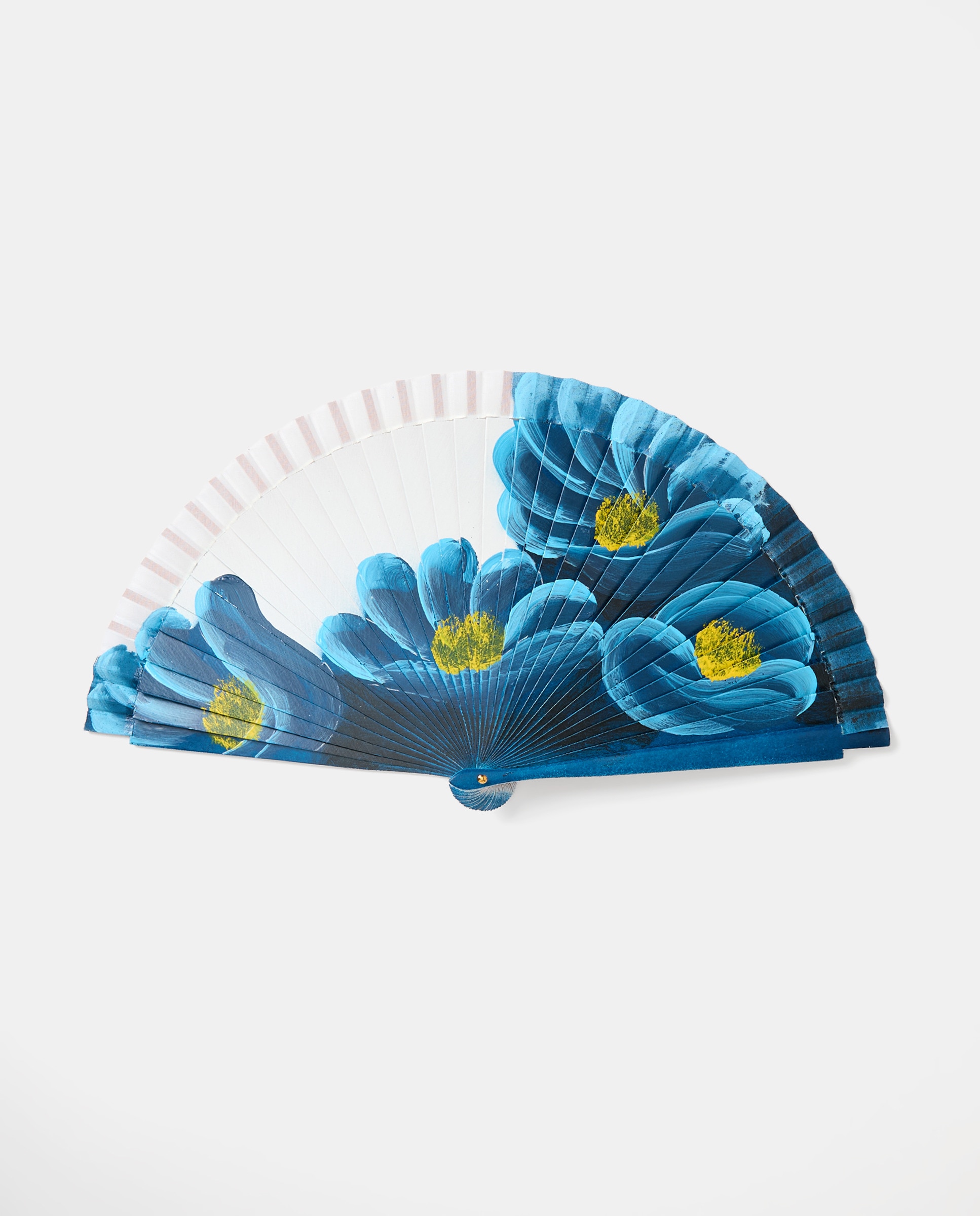 Leque com Três Flores Grandes Azul-1