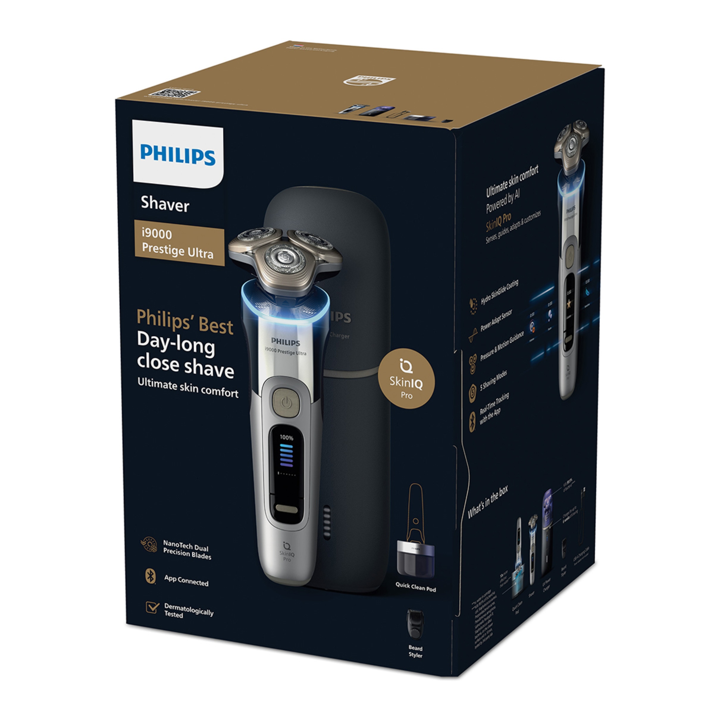 Máquina de Barbear Philips i9000 Prestige Ultra XP9404/46 com Autonomia 60 min, Bateria 9