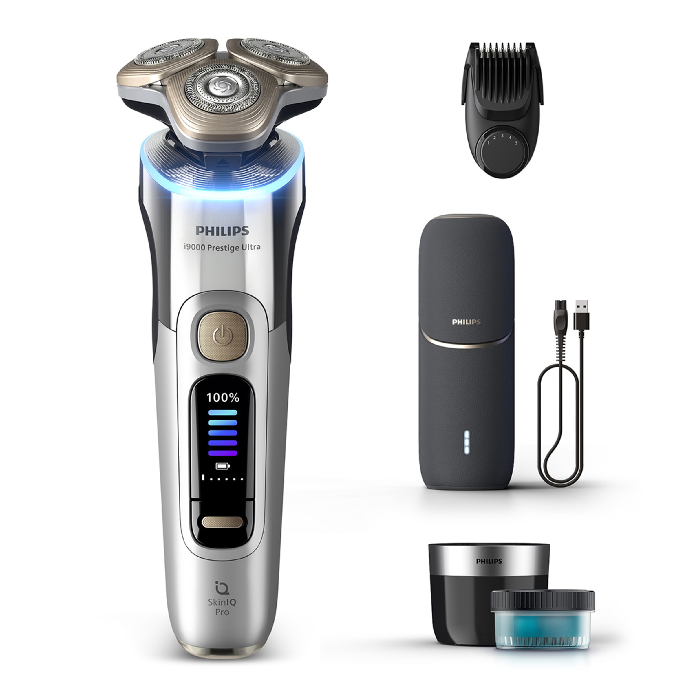 Máquina de Barbear Philips i9000 Prestige Ultra XP9404/46 com Autonomia 60 min, Bateria 1