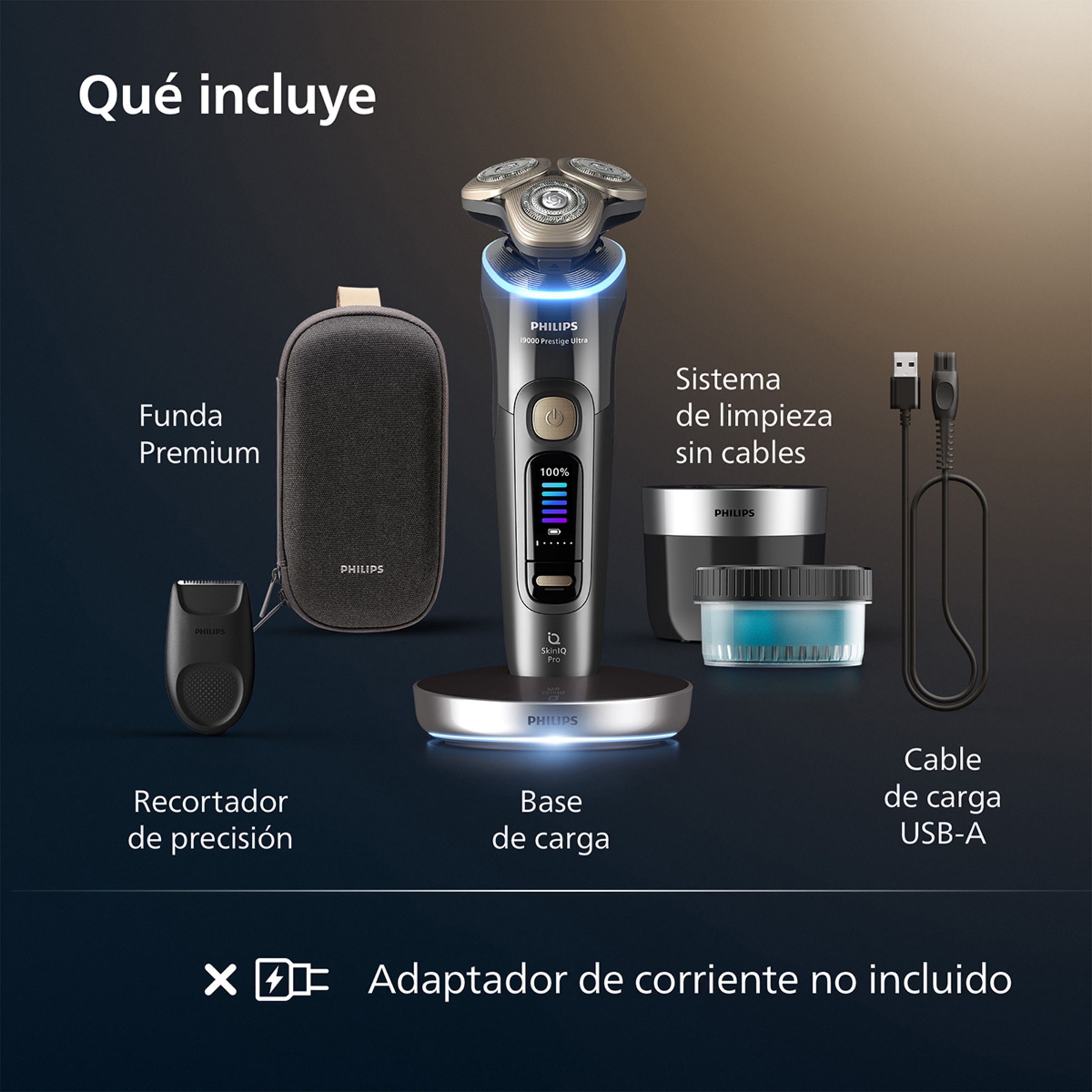 Afeitadora eléctrica Philips i9000 Prestige Ultra, máquina de afeitar hombre en seco y mojado, 5 modos de afeitado, centro de limpieza 8