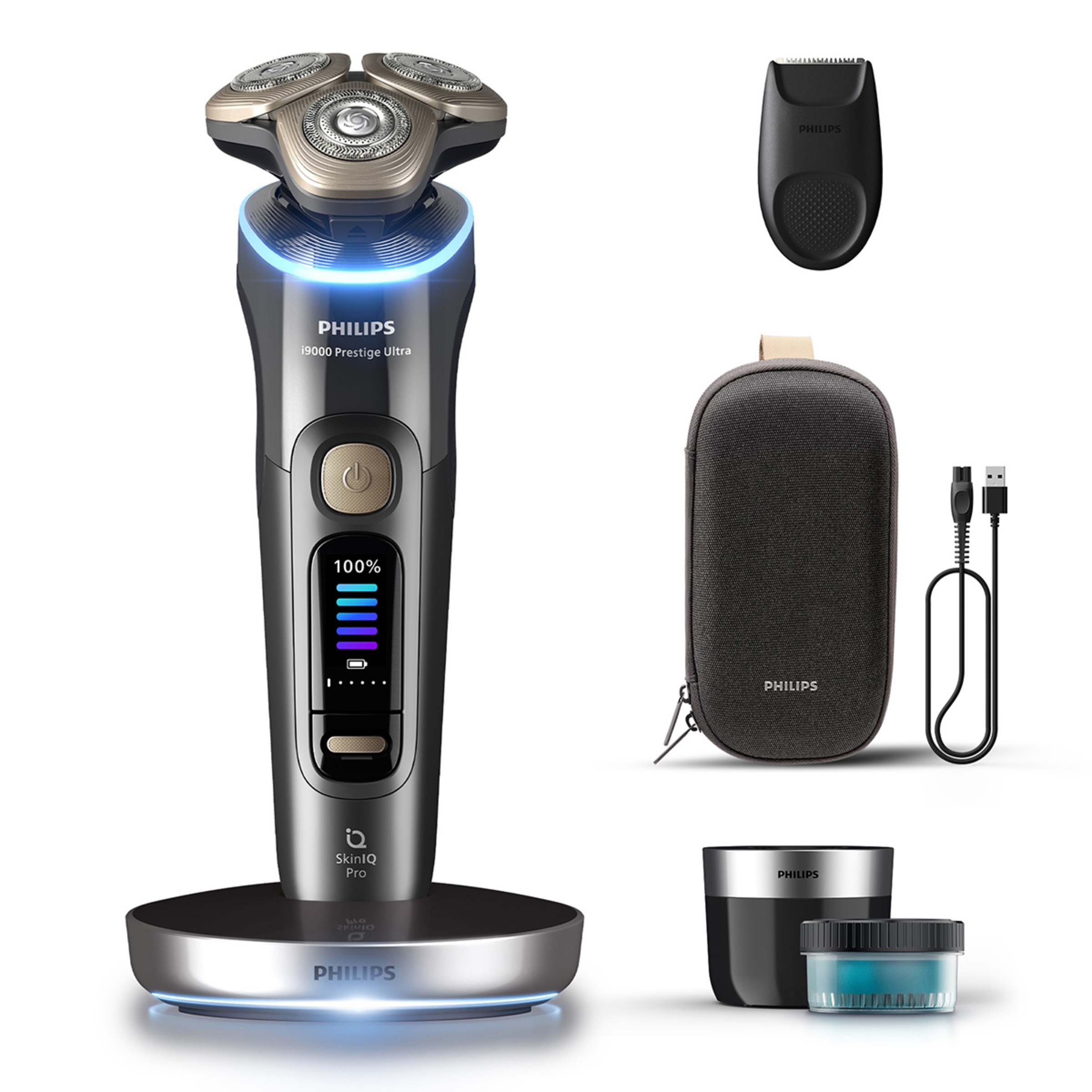 Imagen 0 de Afeitadora eléctrica Philips i9000 Prestige Ultra, máquina de afeitar hombre en seco y mojado, 5 modos de afeitado, centro de limpieza