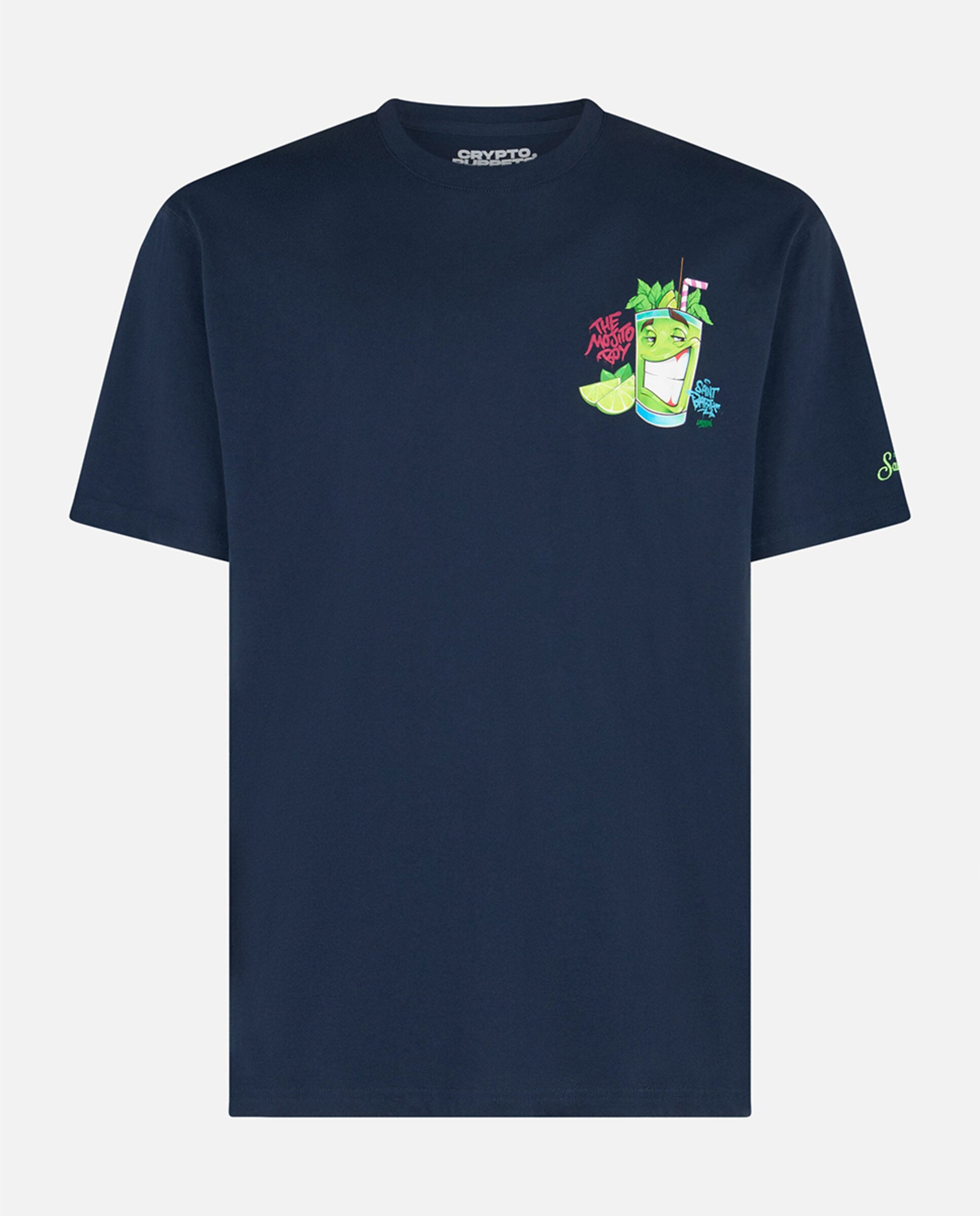 T-shirt de Algodão com Manga Curta Azul-marinho-3