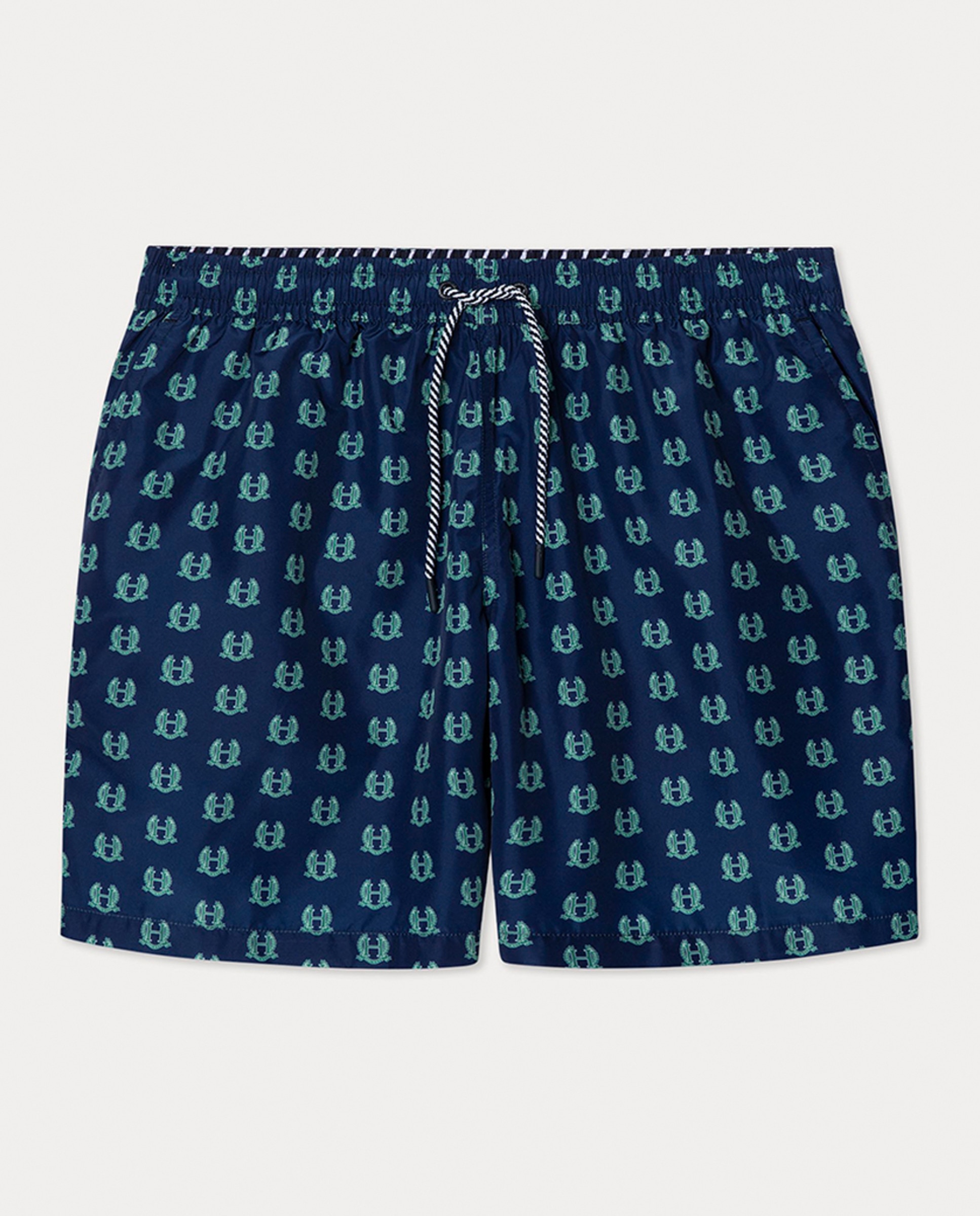 Calções de Banho com Vários Logótipos Estampados Azul-1