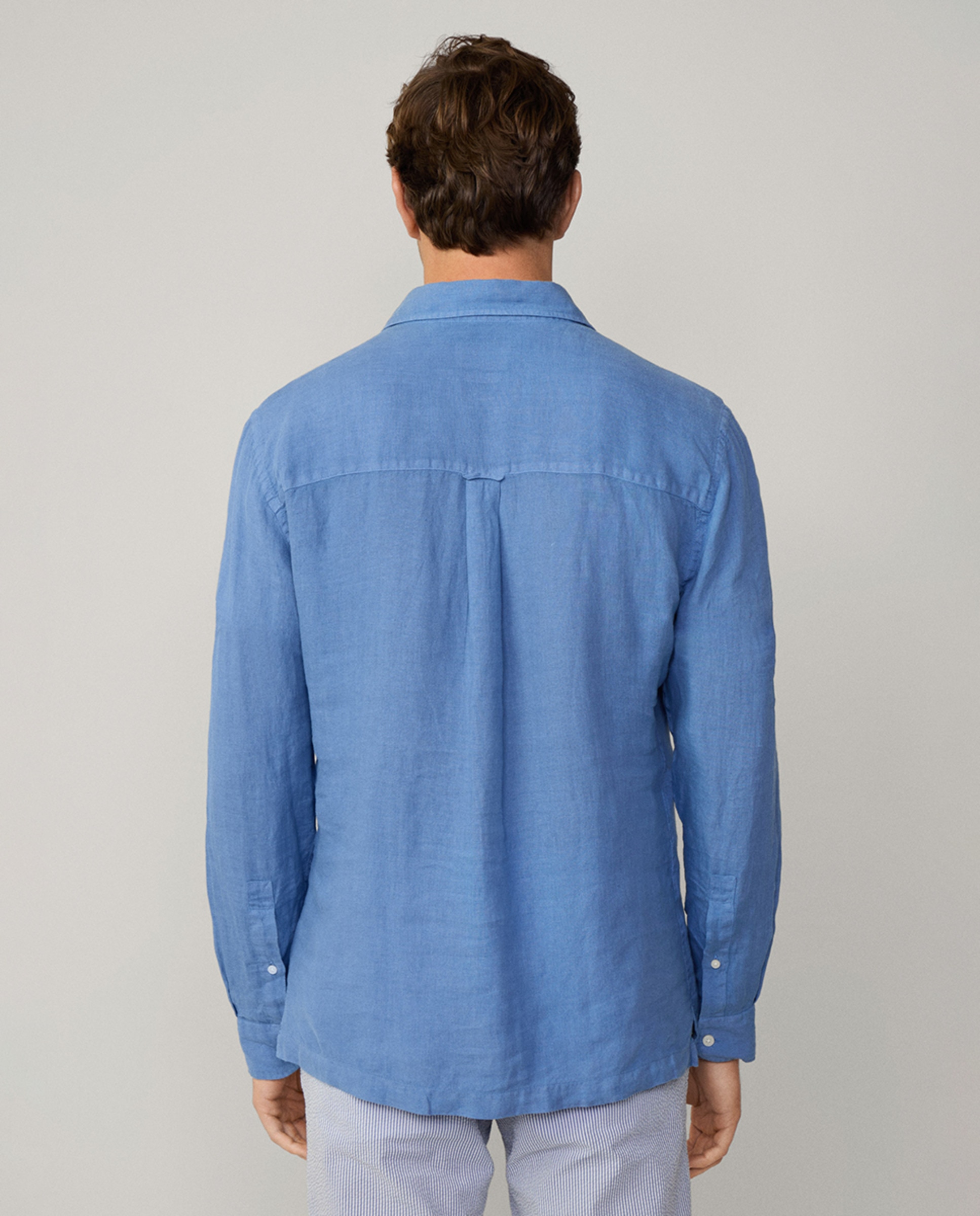 Camisa Estilo Polo de Linho Azul-2