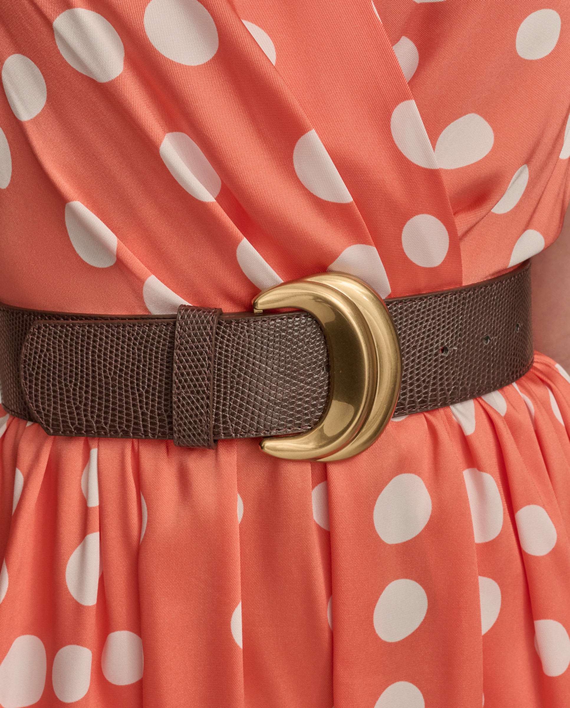 Vestido às Bolinhas com Gola Halter Laranja-8
