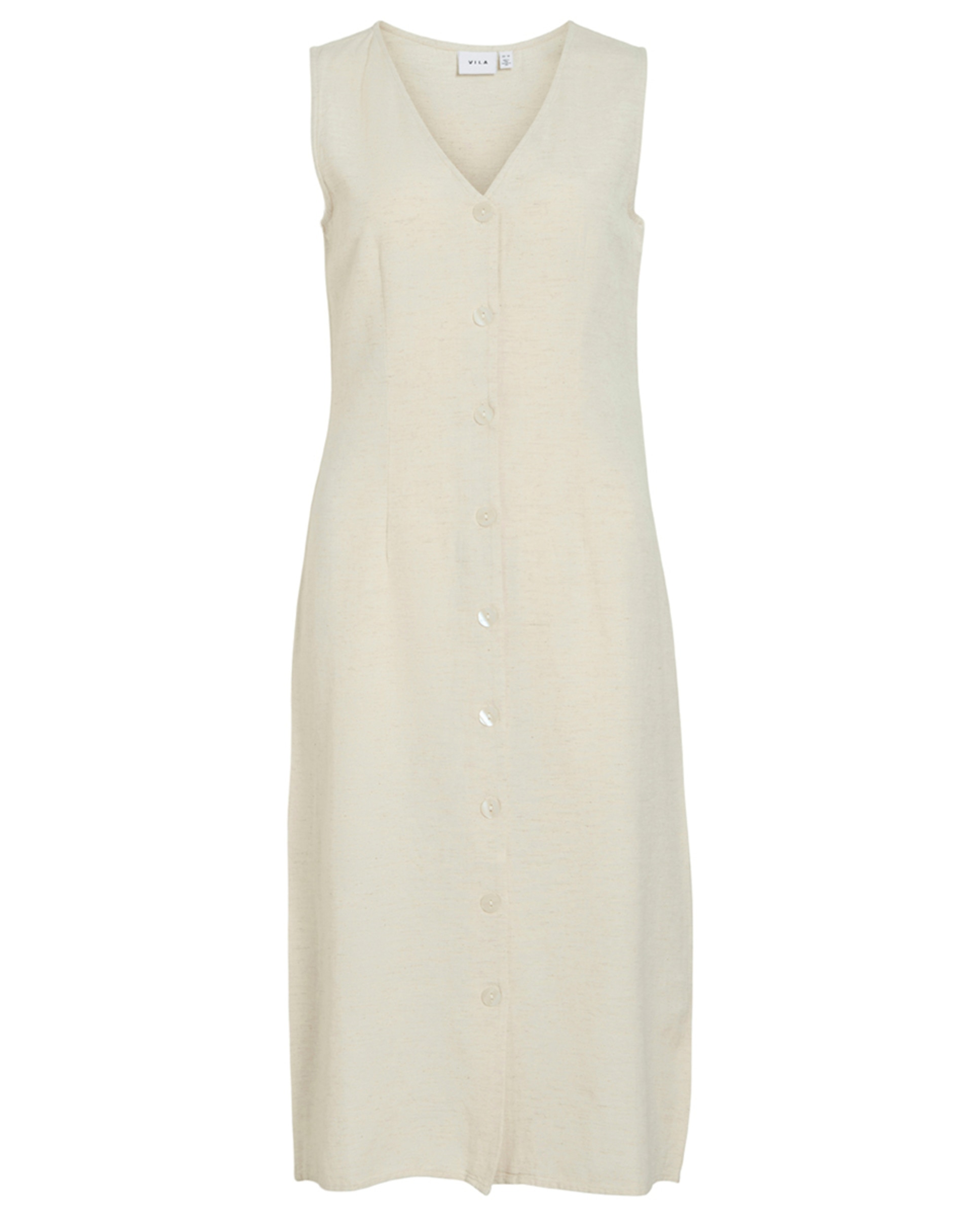Vestido Midi sem Mangas e com Decote em Bico Cru-6