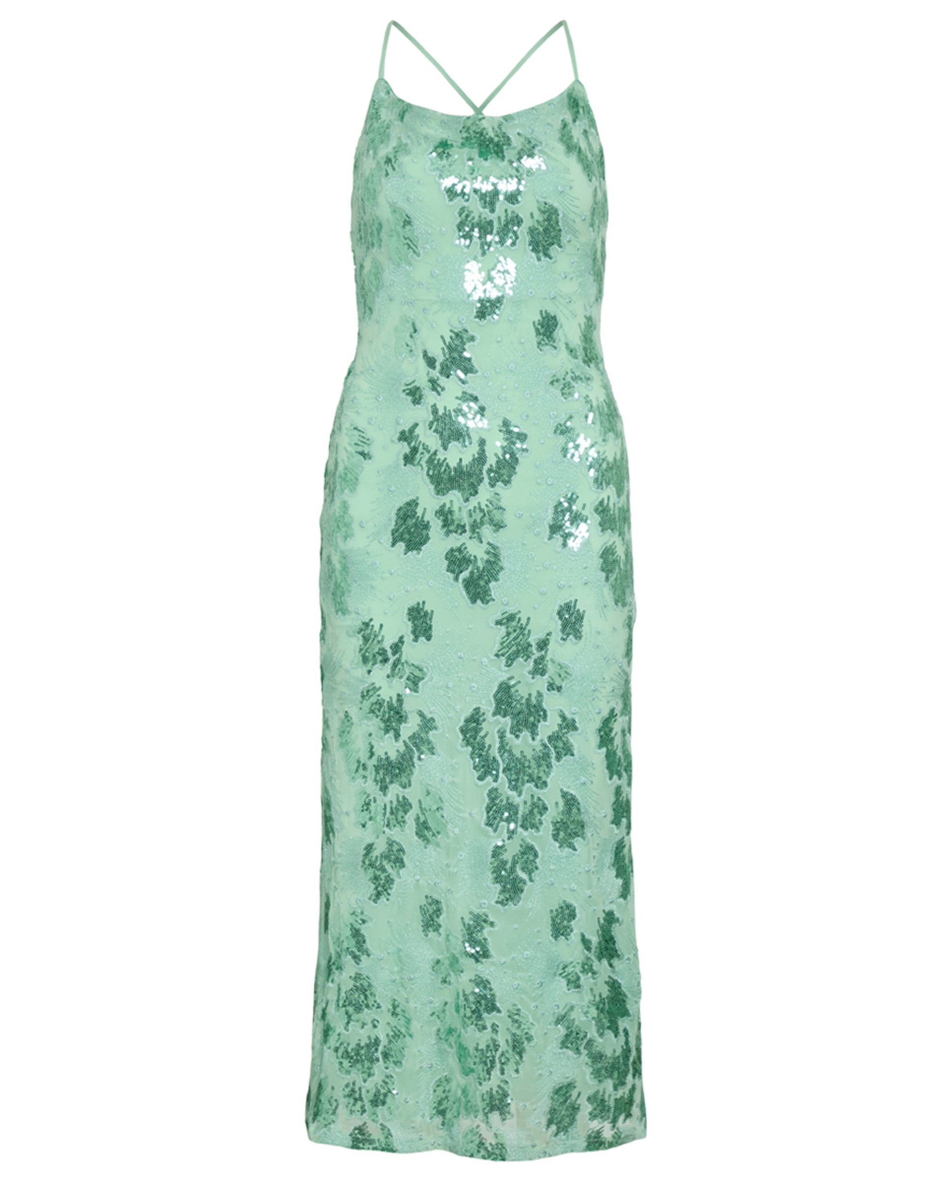 Vestido midi com lantejoulas Verde-antiquário-7