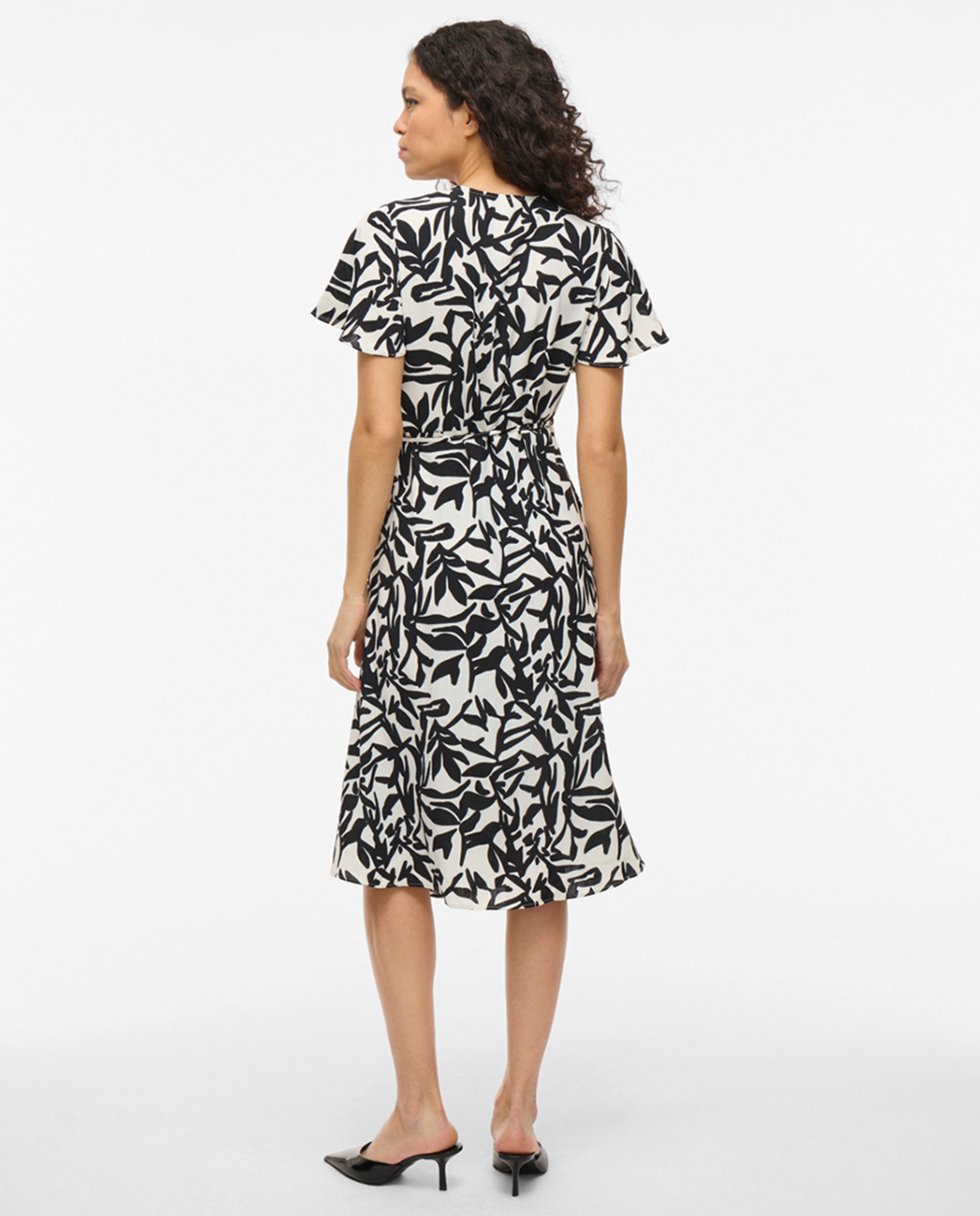 Vestido midi cruzado Bege-5