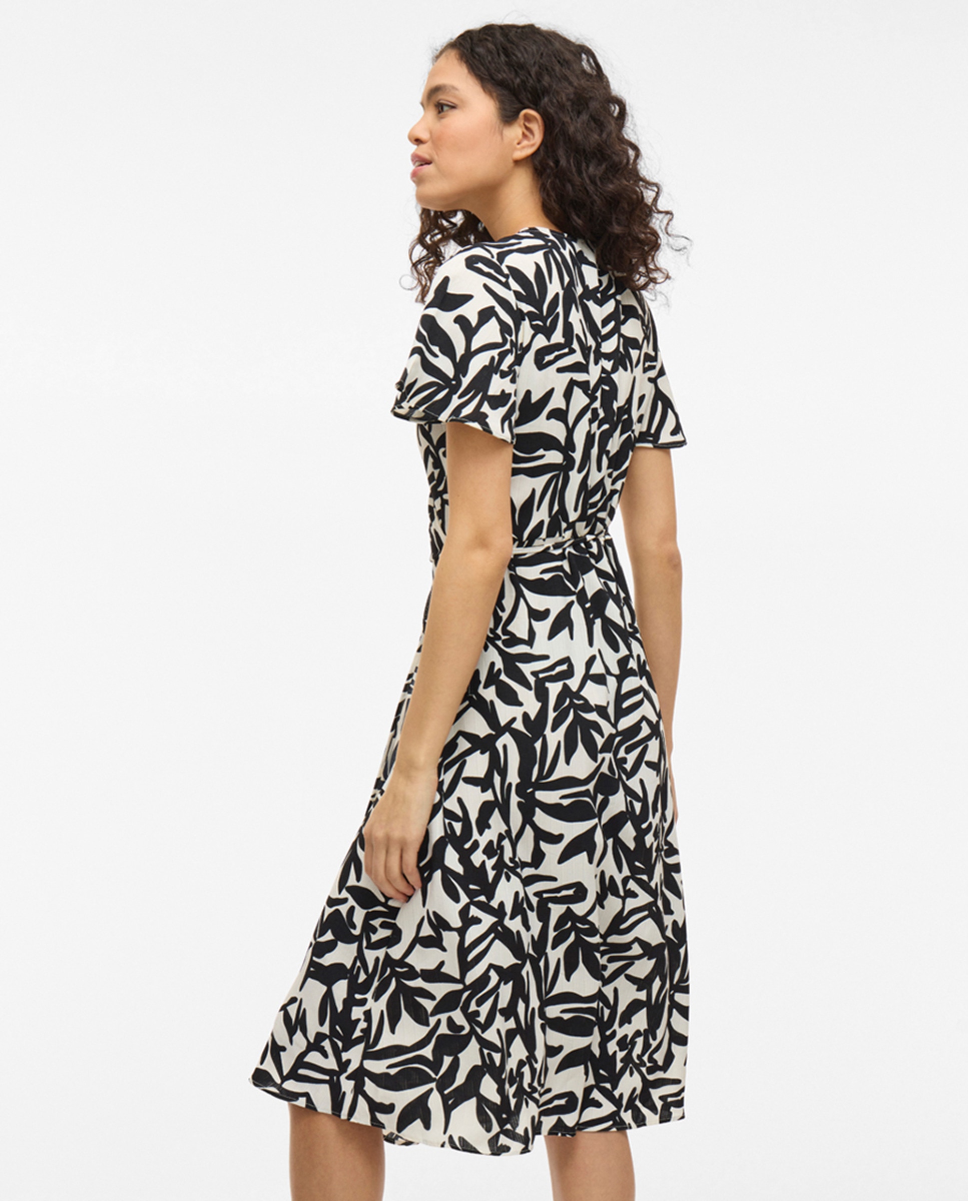 Vestido midi cruzado Bege-4