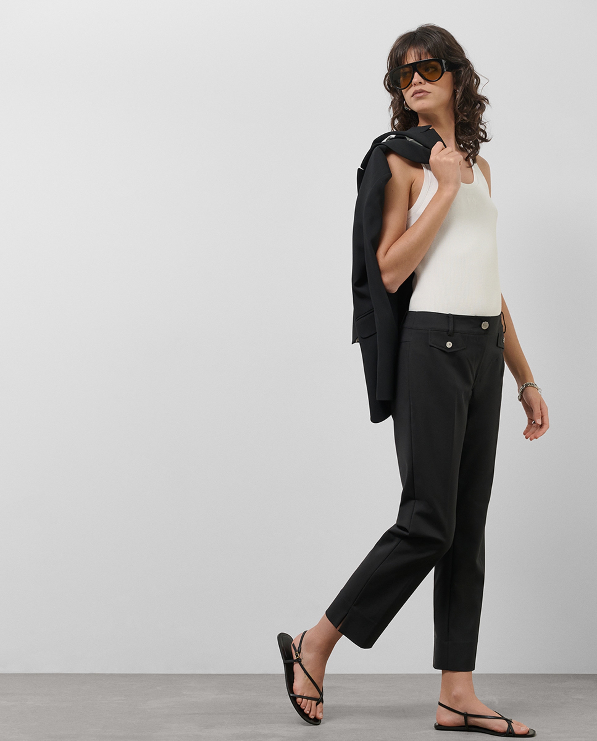 Calças skinny de mulher Preto-1
