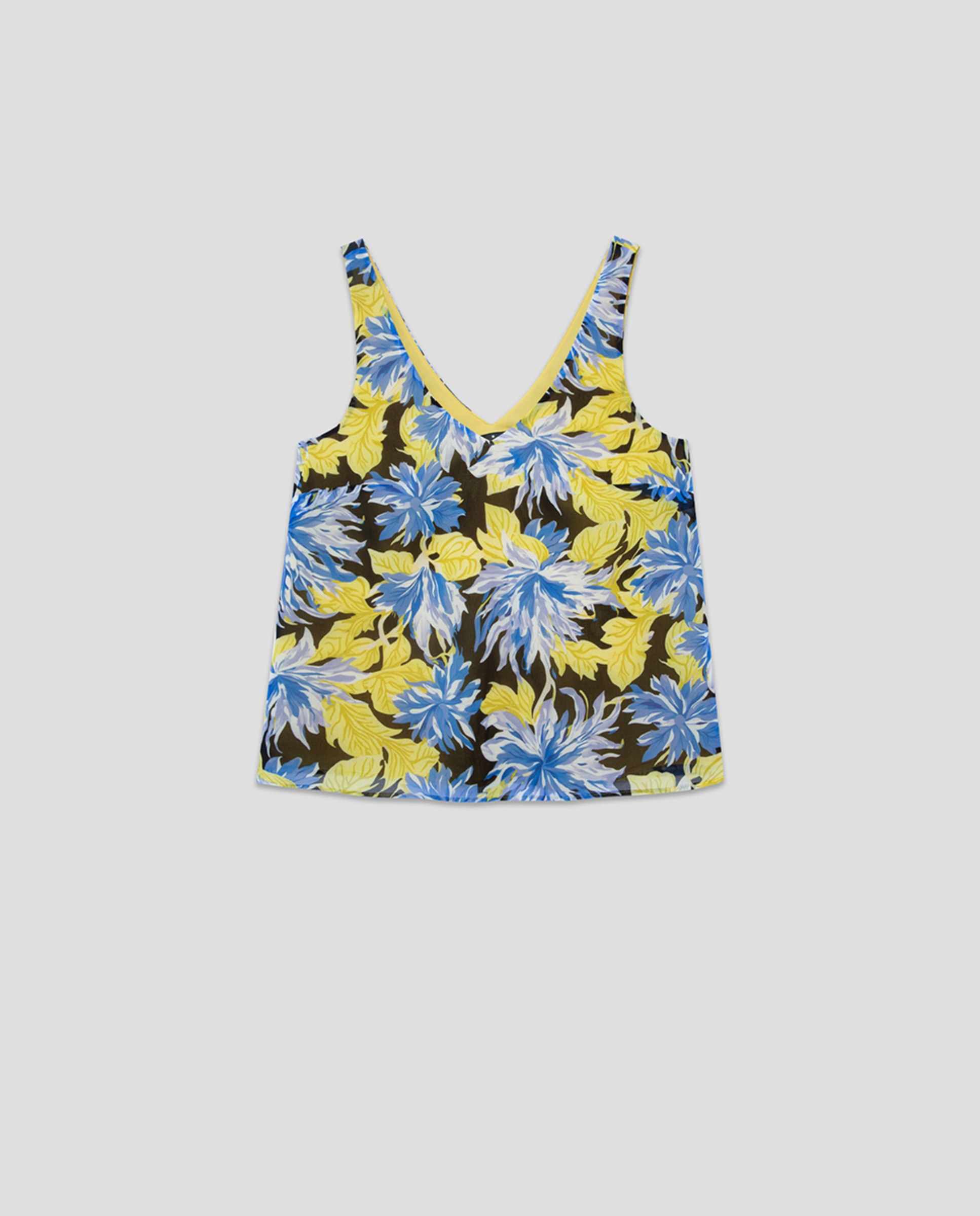 Top de Alças em Crepe Georgette com Estampado Floral Azul-marinho-4