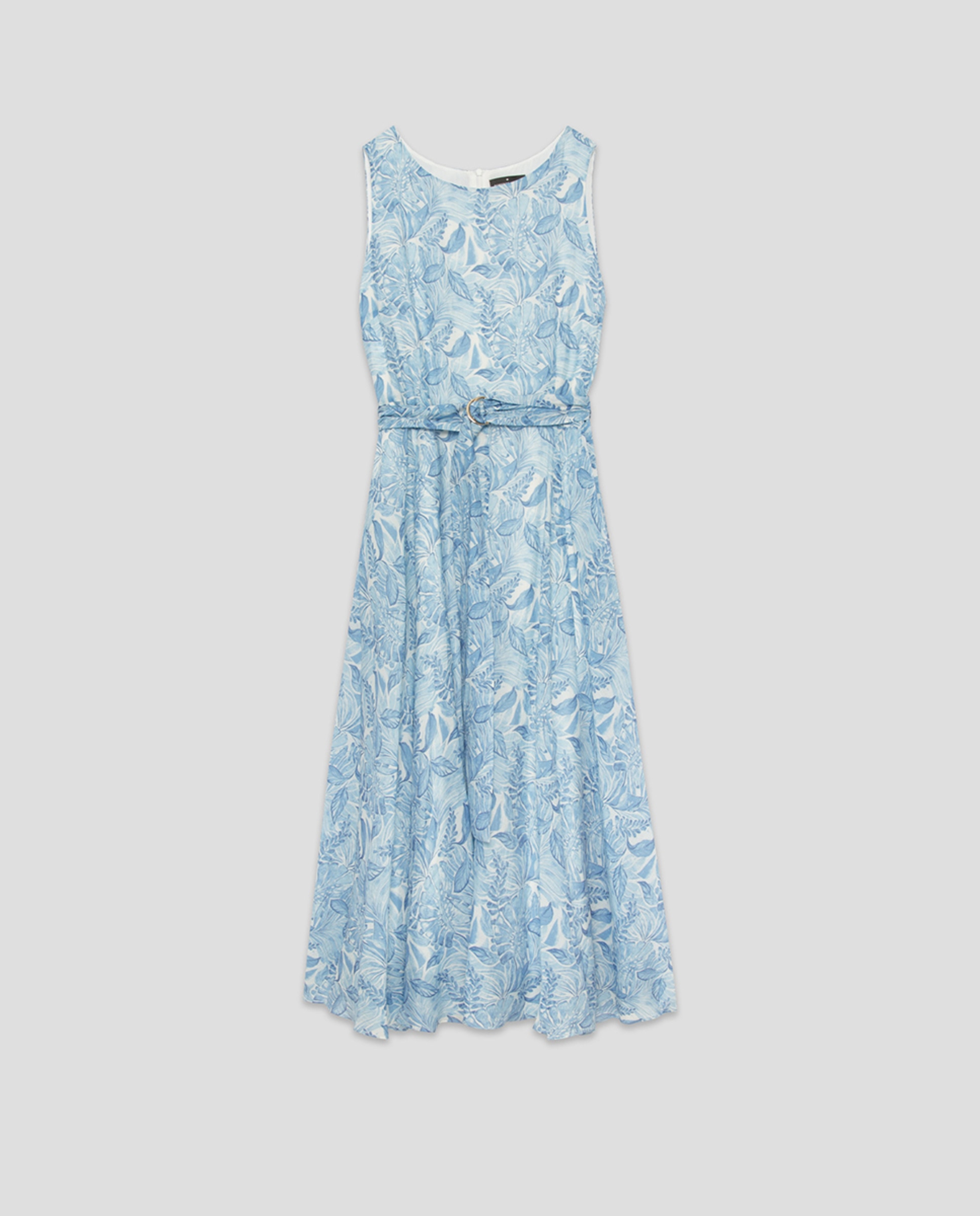 Vestido Midi em Chiffon sem Mangas e com Estampado Azul-índigo-5