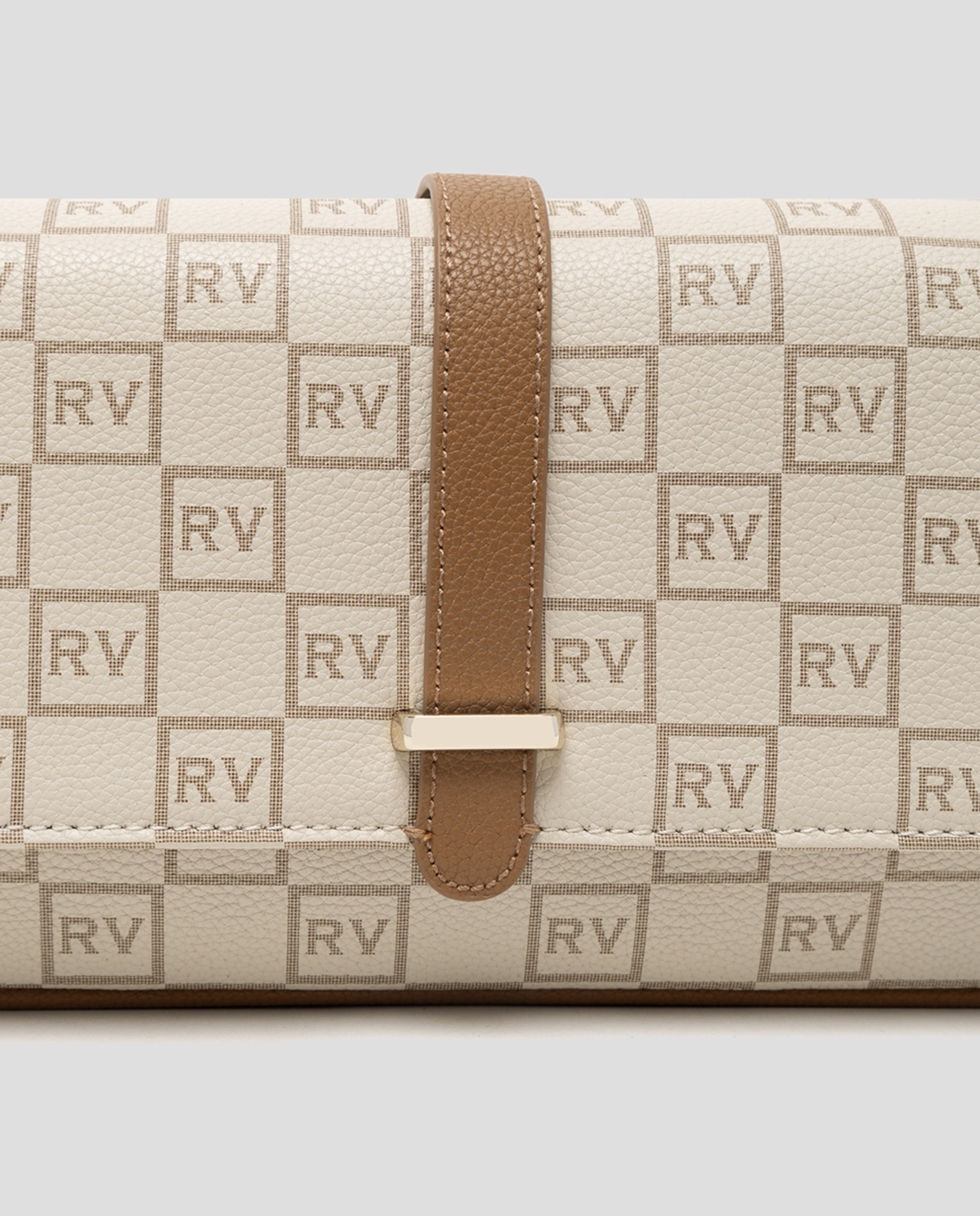 Mala Tipo Baguette Gala com Logótipos Bege-4