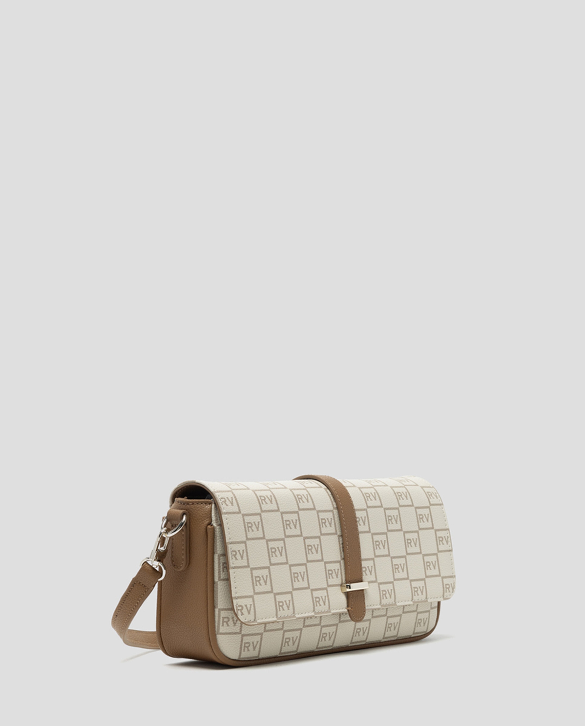 Mala Tipo Baguette Gala com Logótipos Bege-2