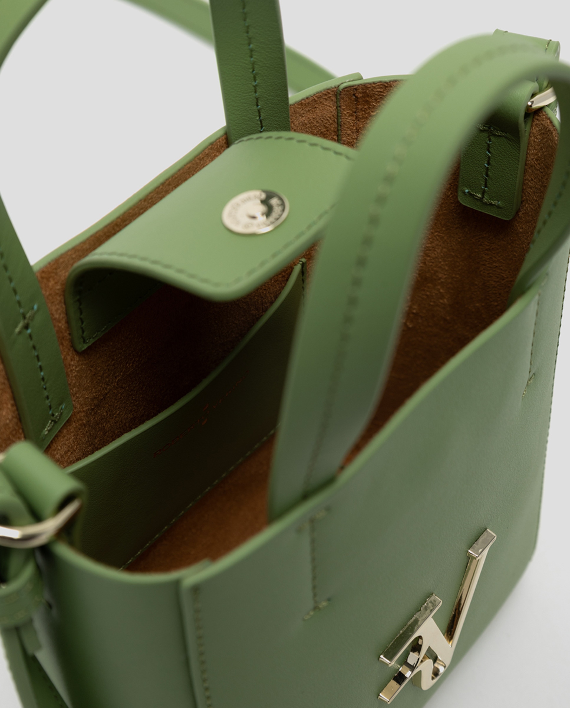 Mala Tipo Tote Bruna Mini em Pele Verde-4