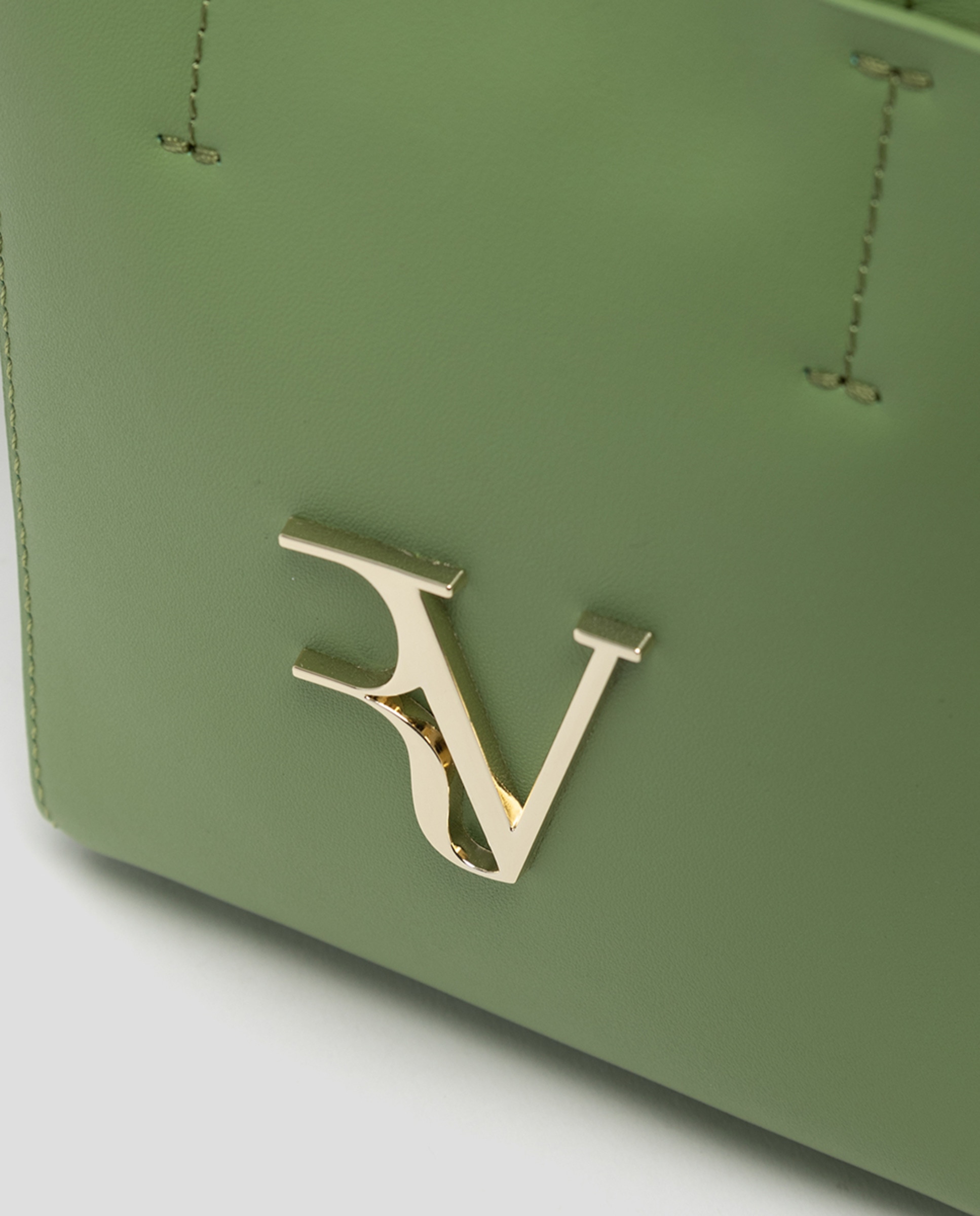 Mala Tipo Tote Bruna Mini em Pele Verde-3