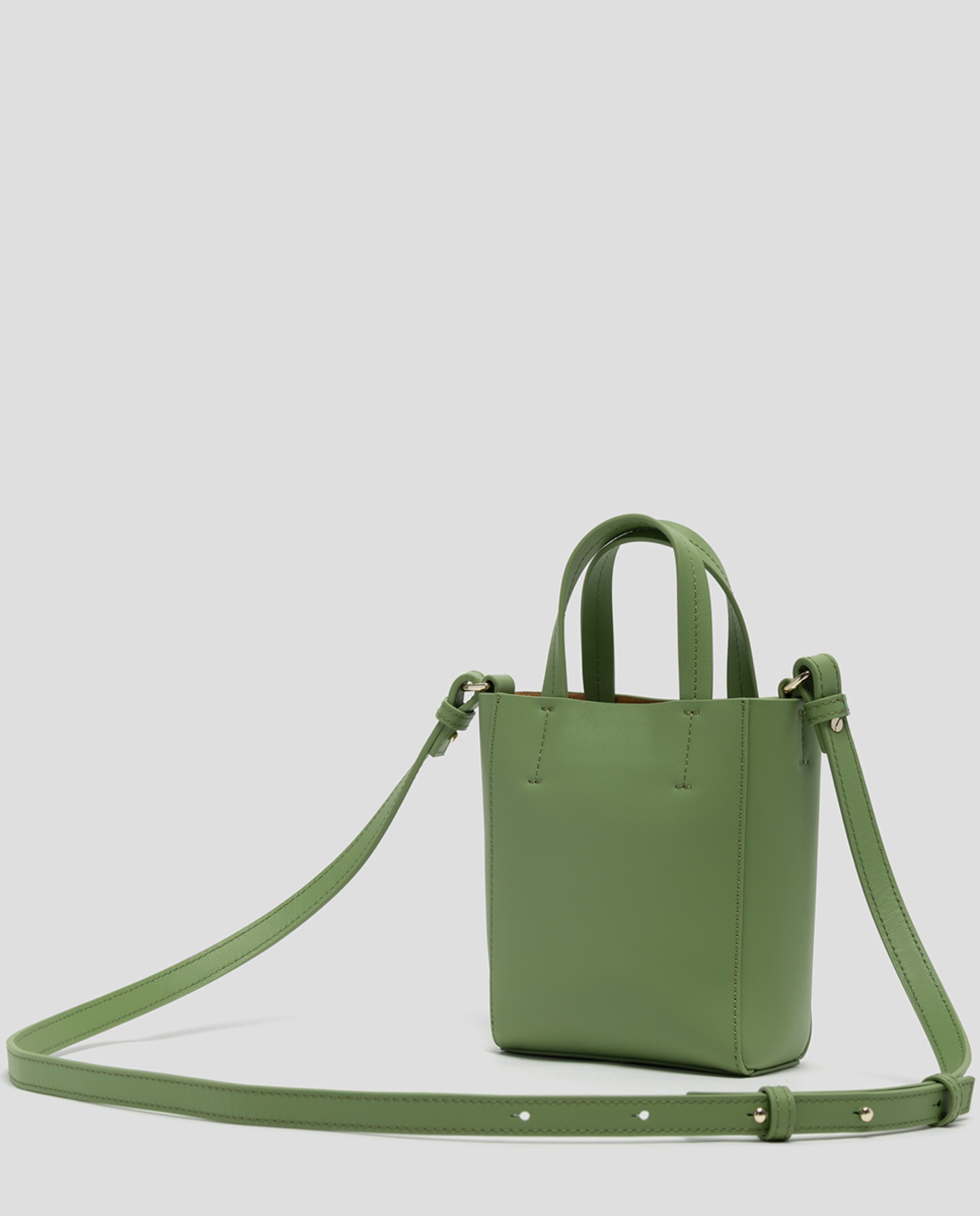 Mala Tipo Tote Bruna Mini em Pele Verde-2