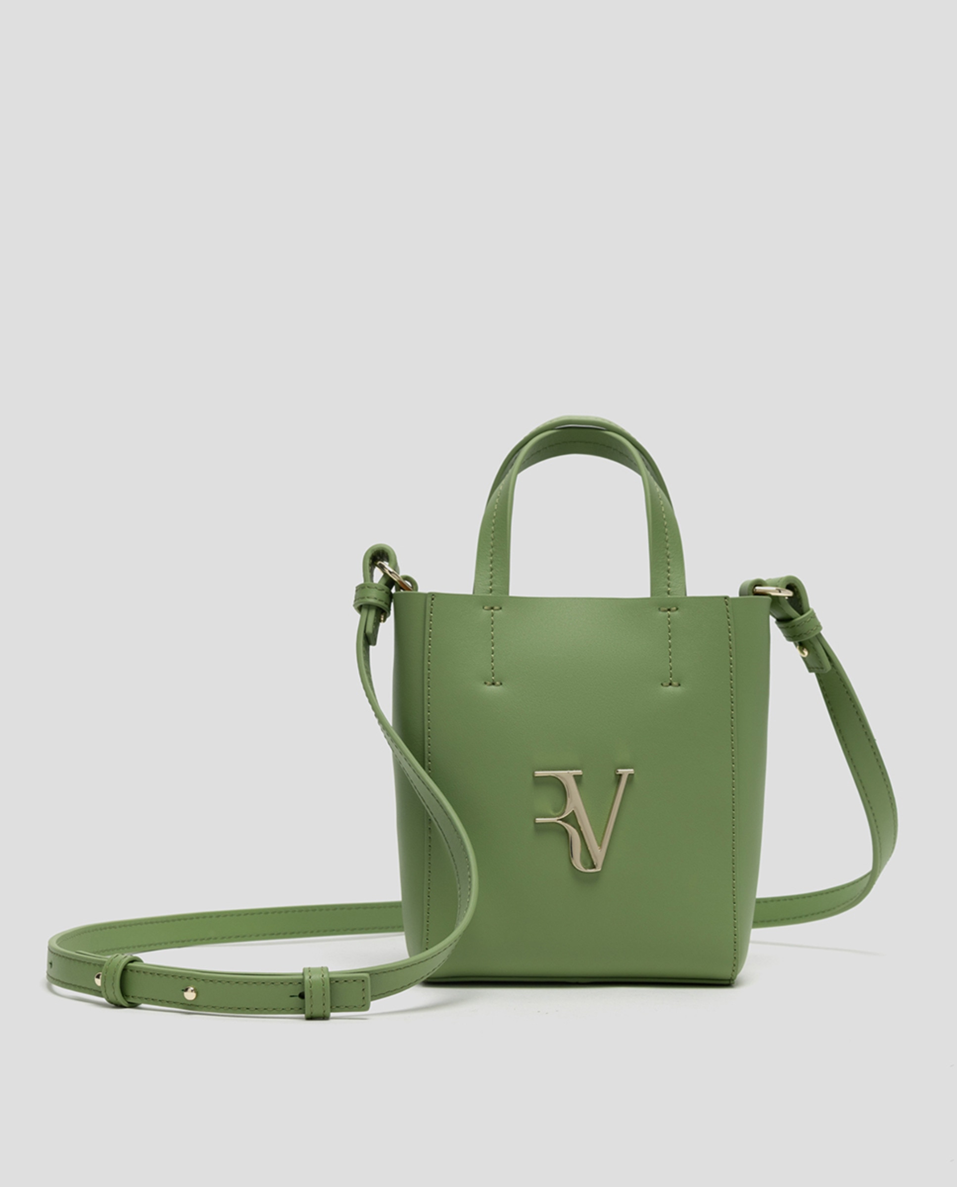 Mala Tipo Tote Bruna Mini em Pele Verde-1
