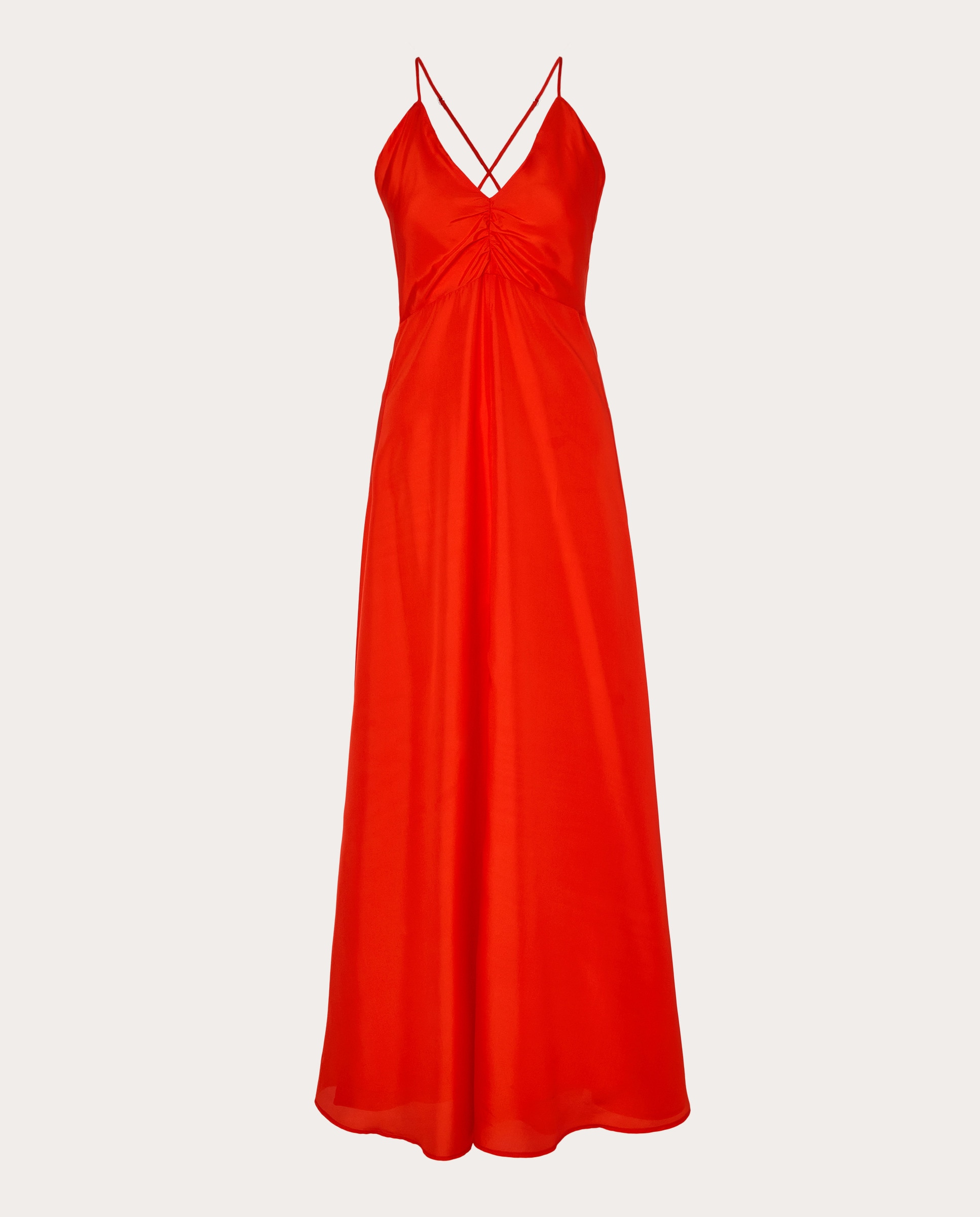 Vestido Comprido de Seda Laranja-1