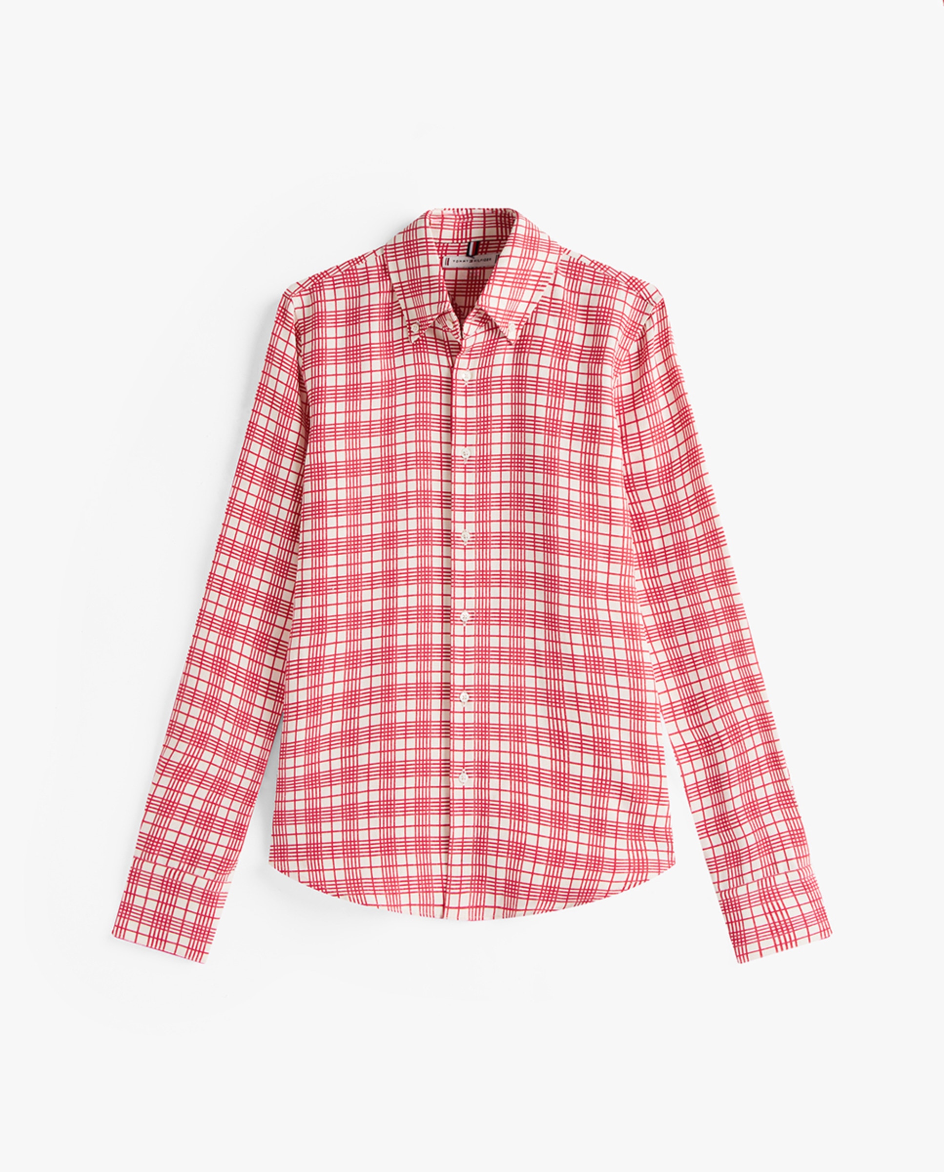 TH SS25 RUNWAY Camisa com Estampado aos Quadrados Vermelho-4