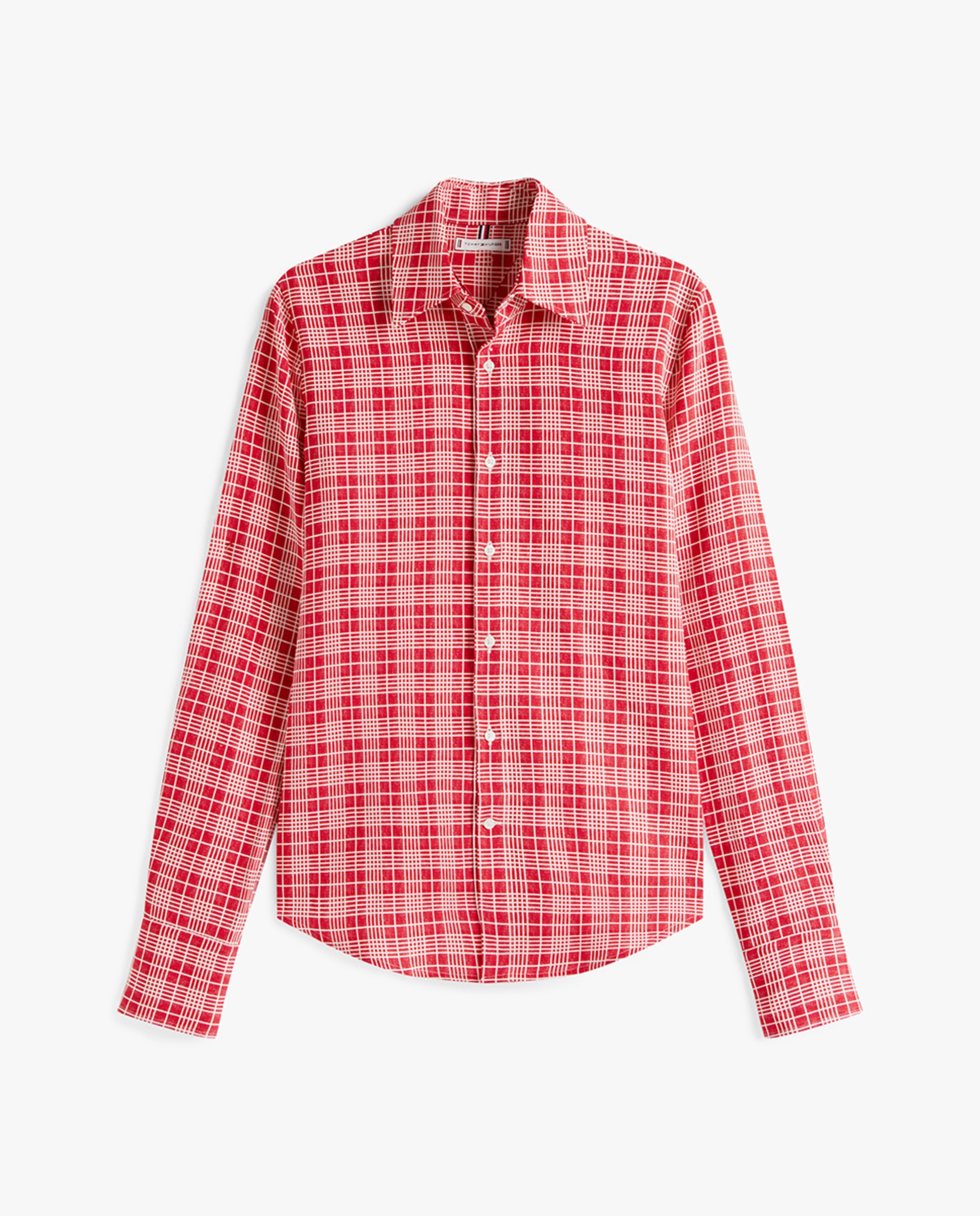 TH SS25 RUNWAY Camisa com Estampado aos Quadrados Vermelho-4