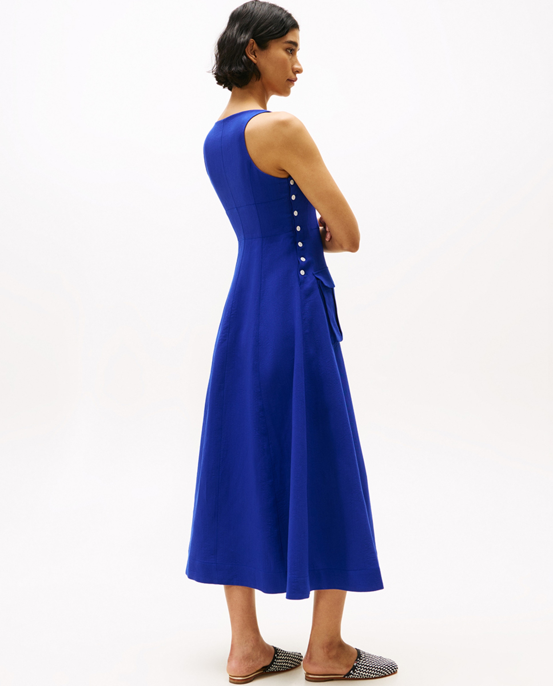TH SS25 RUNWAY Vestido Comprido de Alças Azul-índigo-2