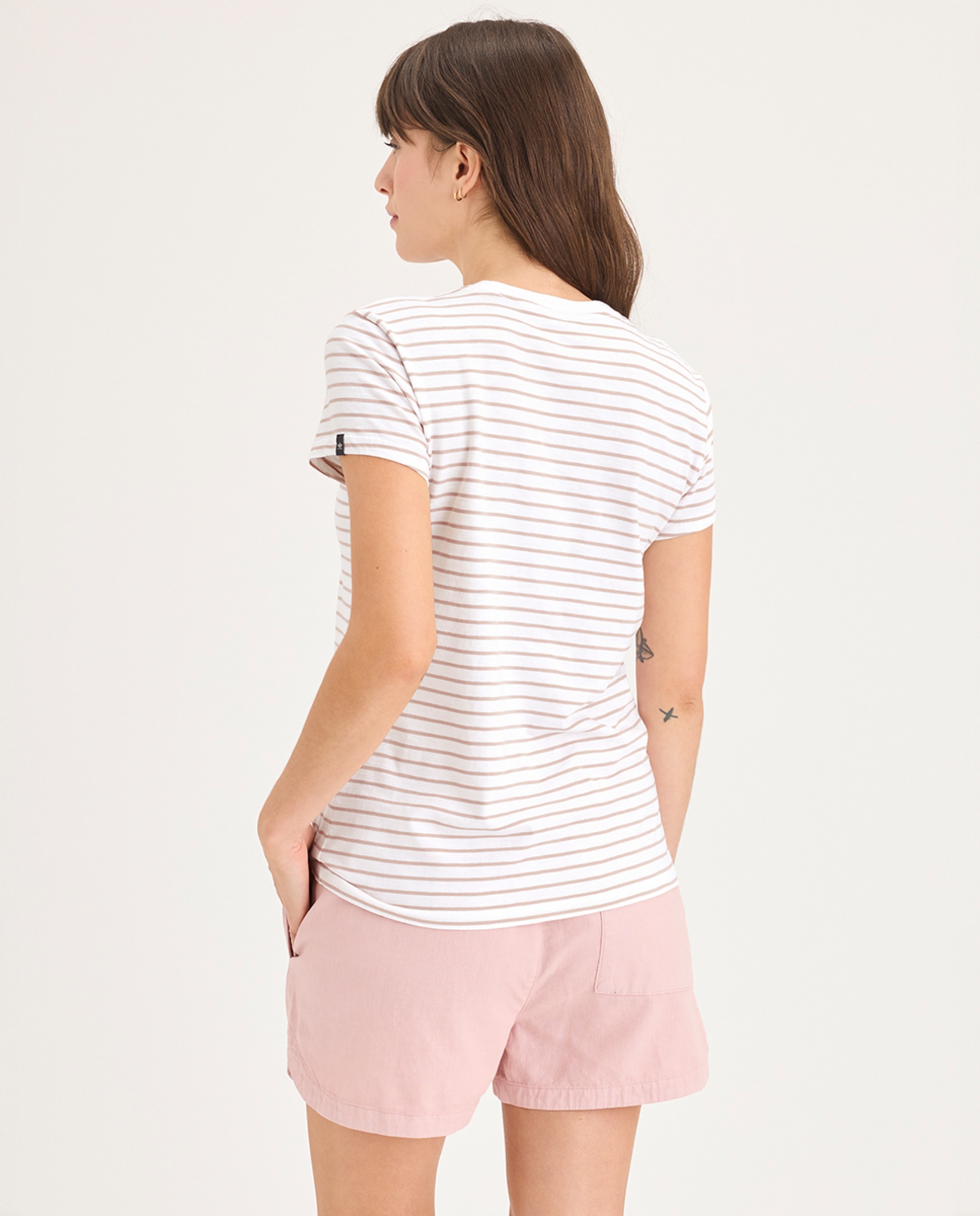 T-shirt de mulher de manga curta e decote redondo Branco-2