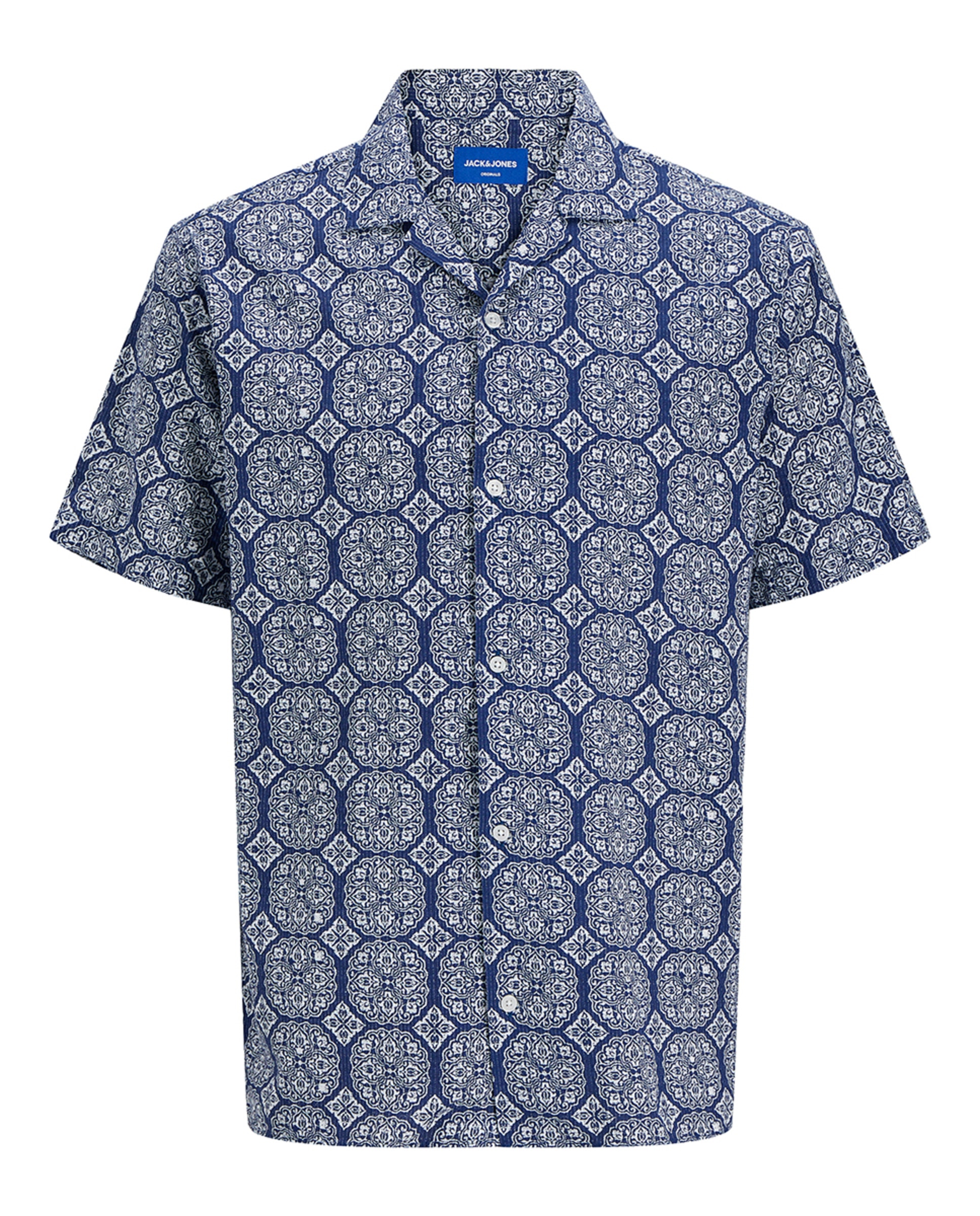 Camisa de Manga Curta com Estampado Azul-7