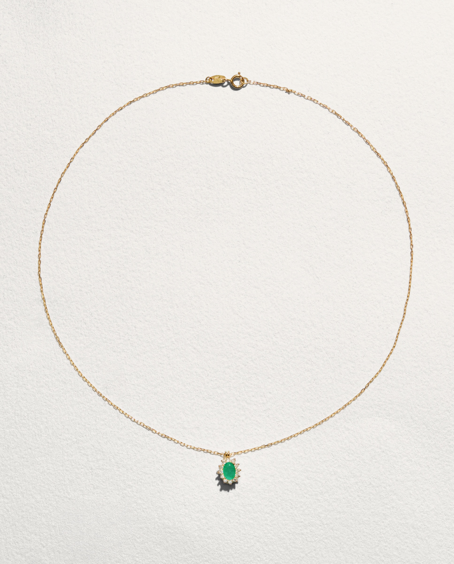 Colgante de oro con diamante y esmeralda Verde-2